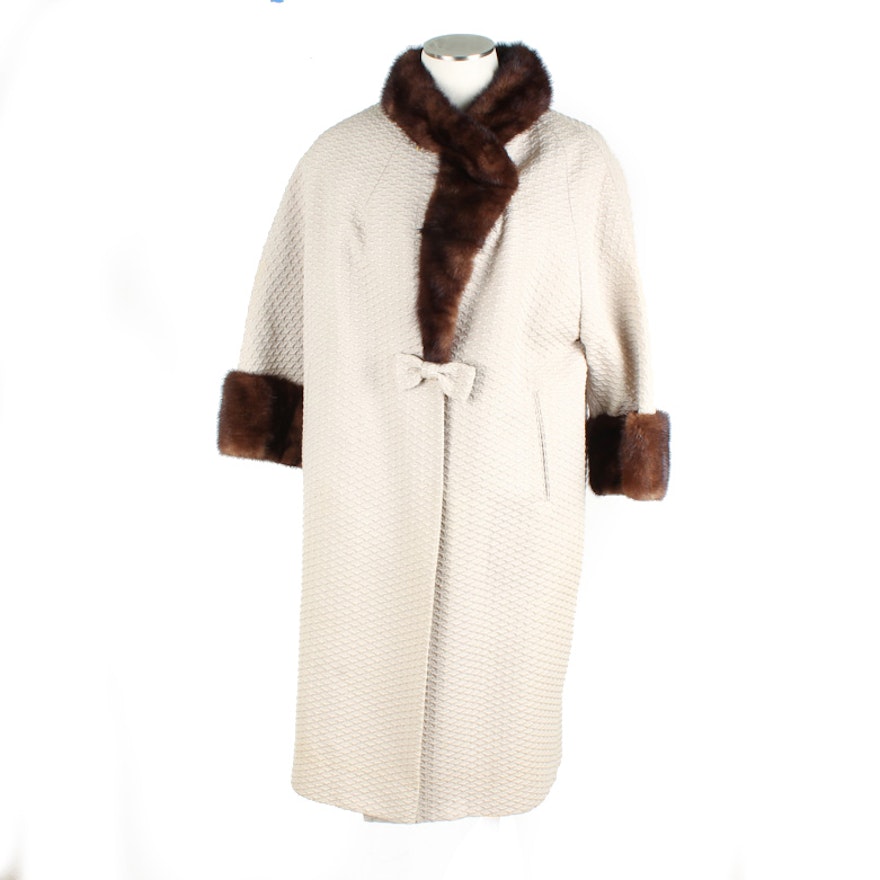 Vintage Dress Coat with Mink Fur Trim