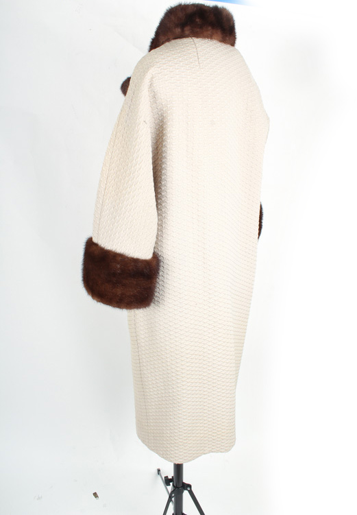 Vintage Dress Coat with Mink Fur Trim