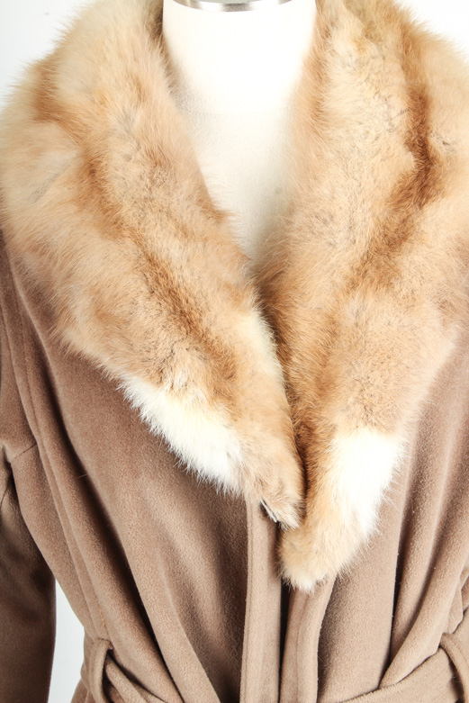 Vintage Wrap Coat With Fur Trim