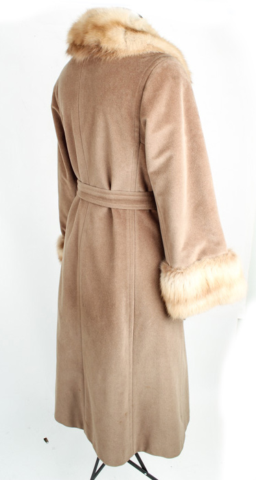 Vintage Wrap Coat With Fur Trim