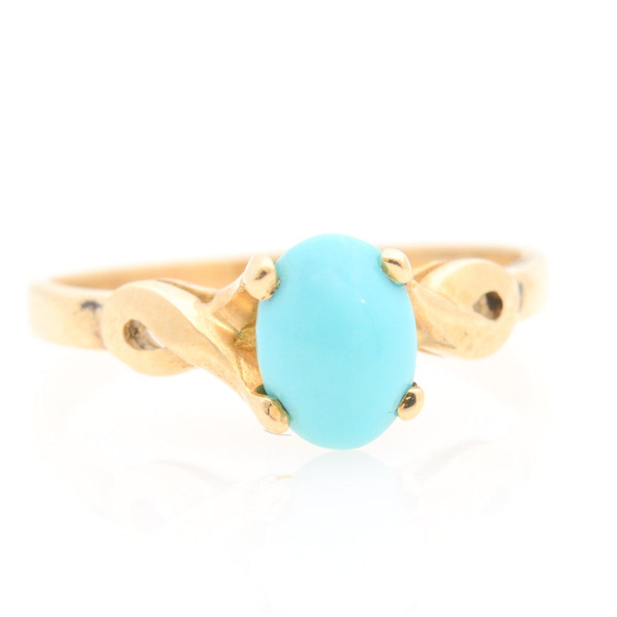 10K Yellow Gold Natural Turquoise Ring