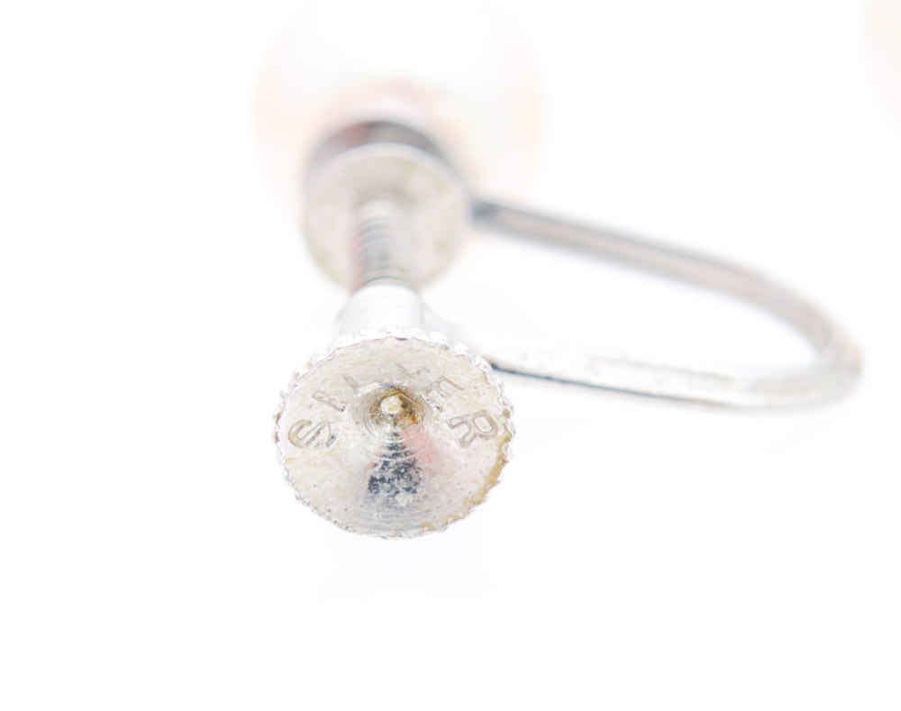 Silver Cultured Pearl Bracelet and Earrings Set