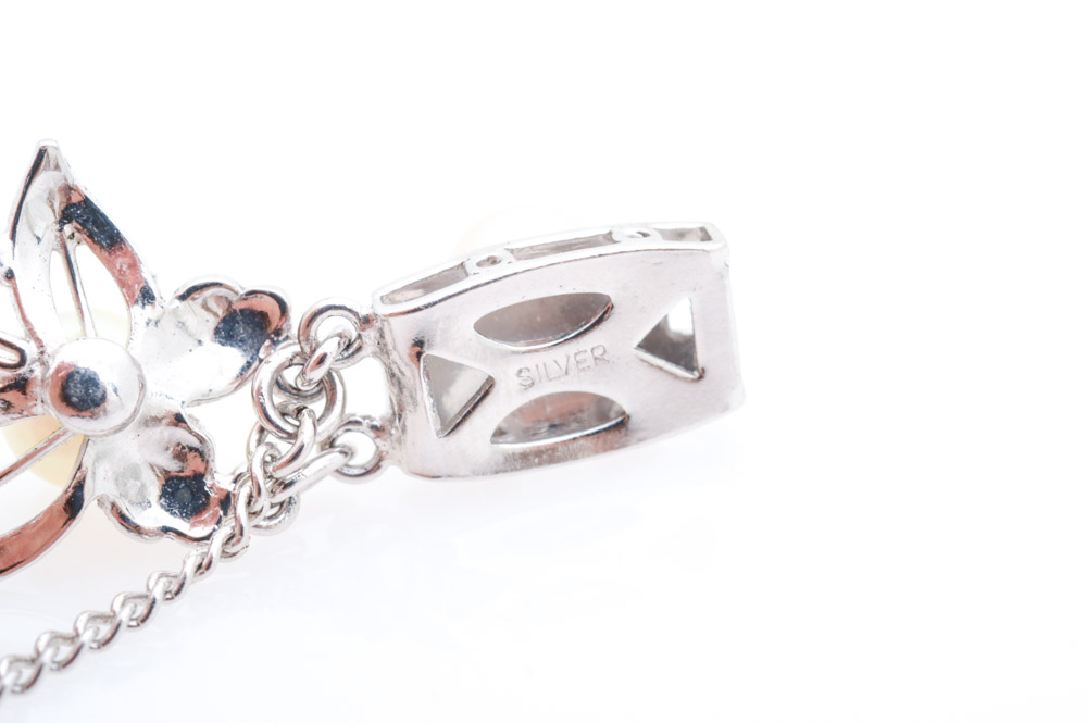 Silver Cultured Pearl Bracelet and Earrings Set