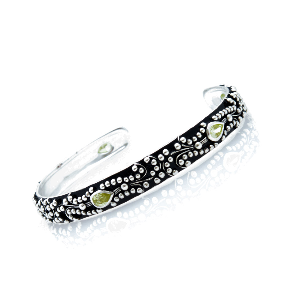 Sterling Silver Natural Peridot Cuff
