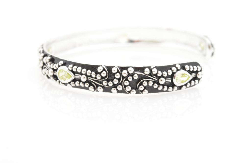 Sterling Silver Natural Peridot Cuff