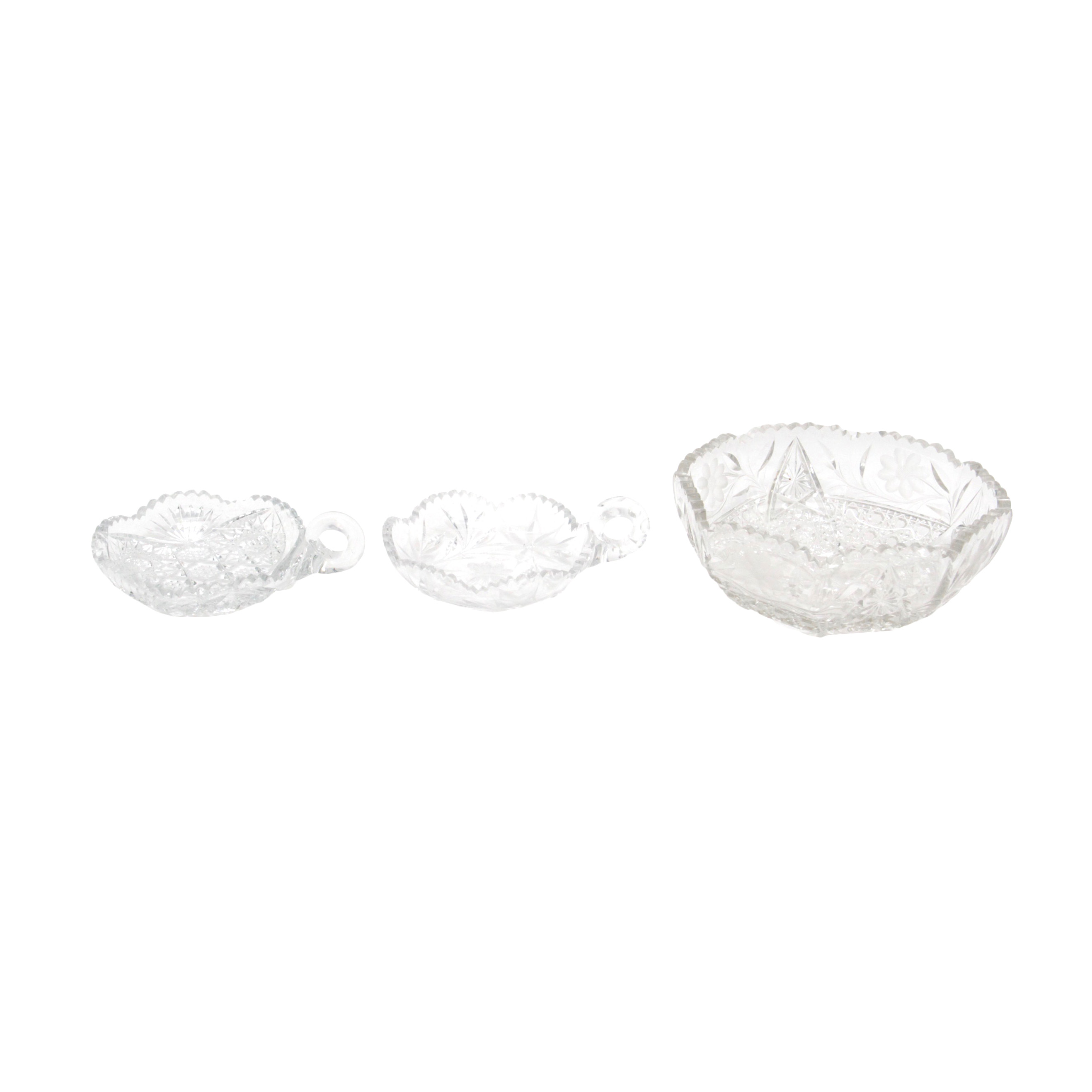 American Brilliant Cut Glass Bowl and Two Nappy Dishes