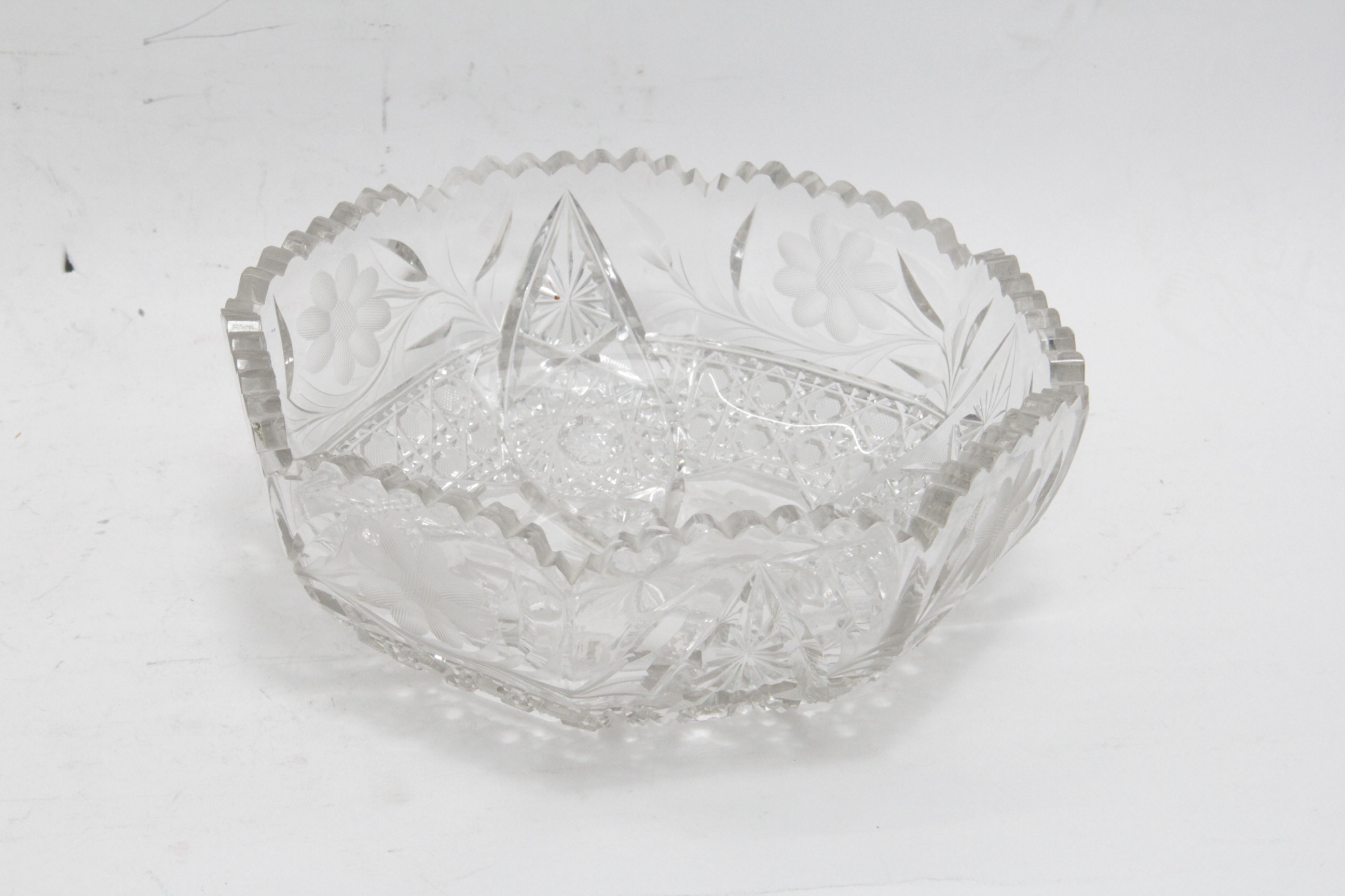 American Brilliant Cut Glass Bowl and Two Nappy Dishes