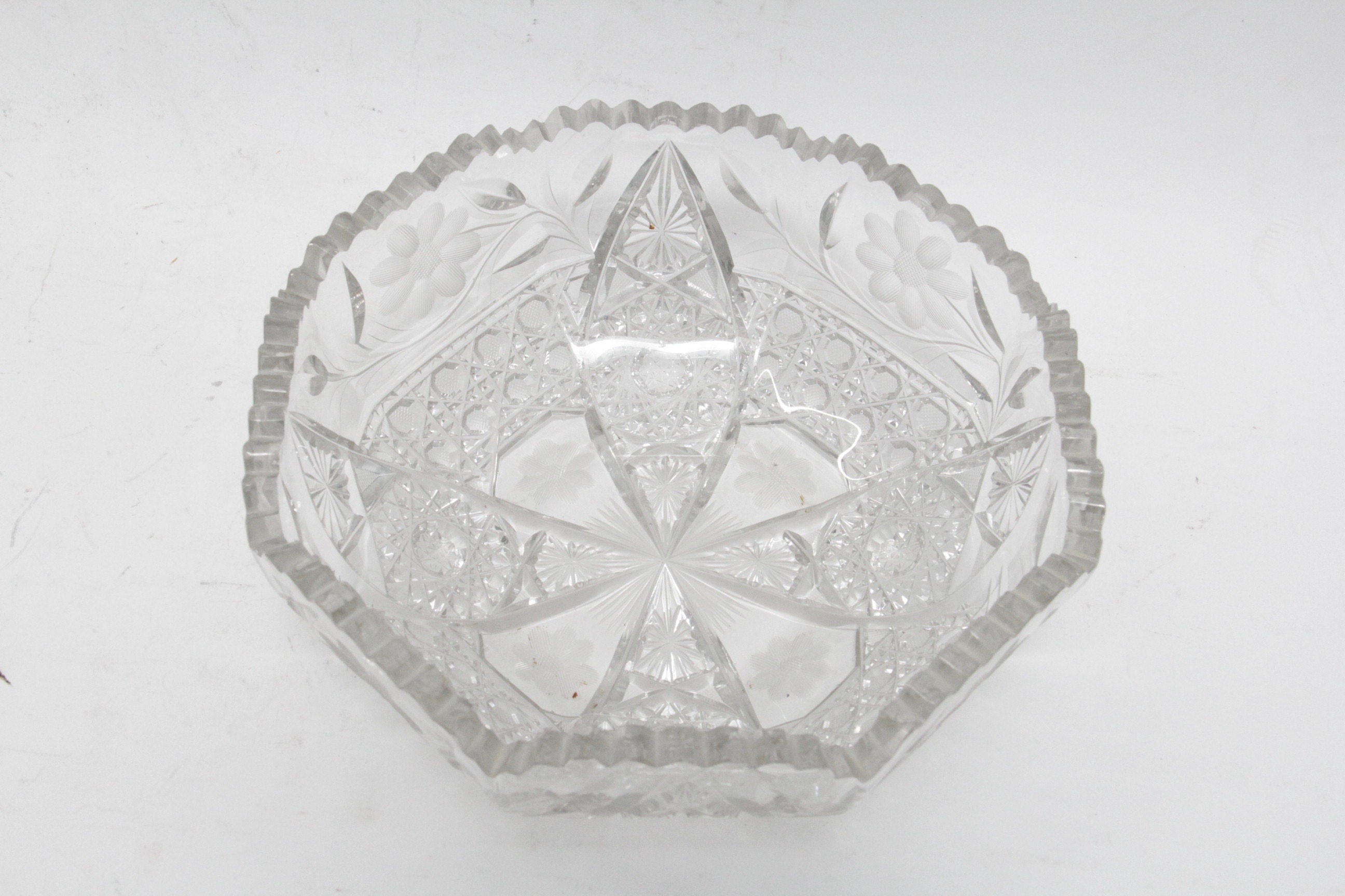 American Brilliant Cut Glass Bowl and Two Nappy Dishes