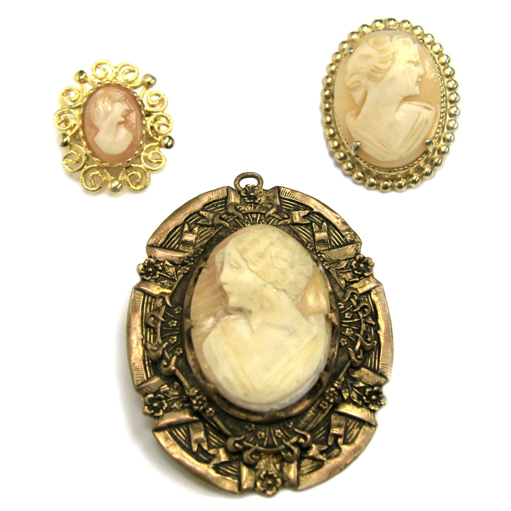 Cameo Pendant and Brooches