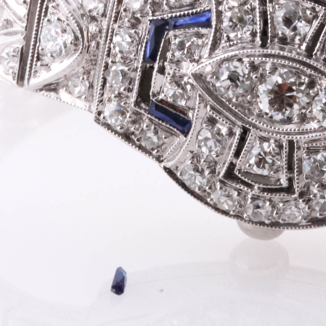 Art Deco Seeland Platinum 2.50 CTW Diamond and Synthetic Sapphire Watch