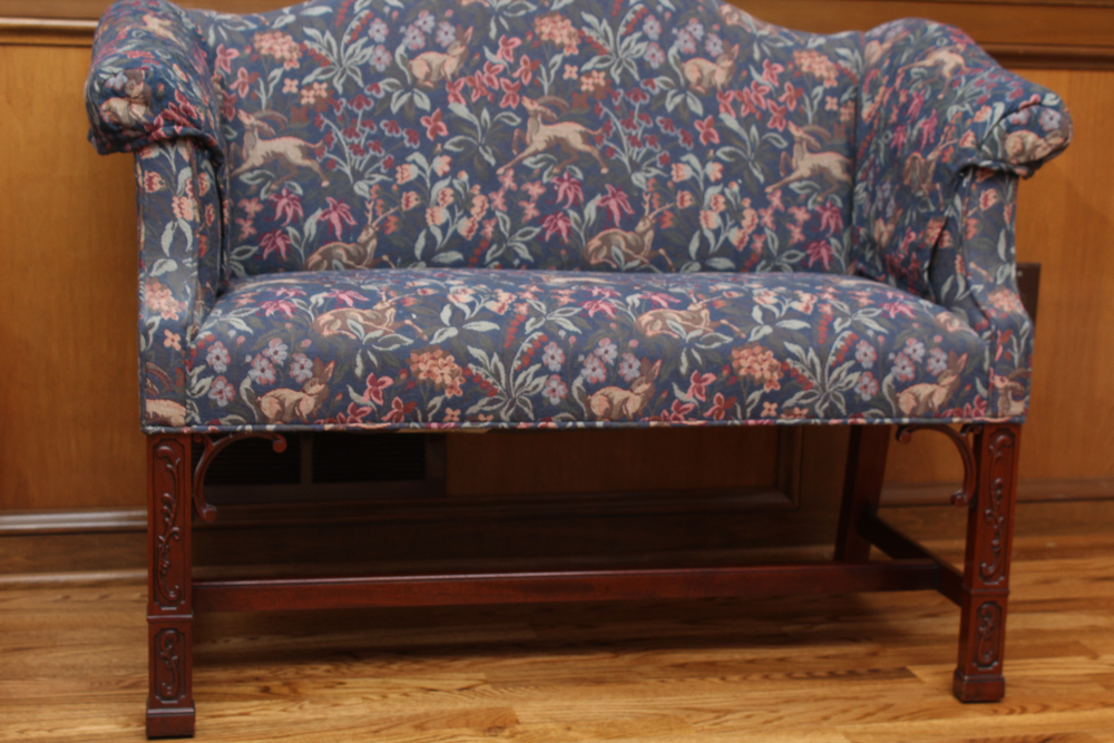 Custom Upholstered Settee by Southwood with Chair