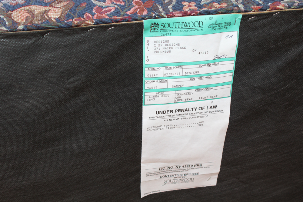 Custom Upholstered Settee by Southwood with Chair