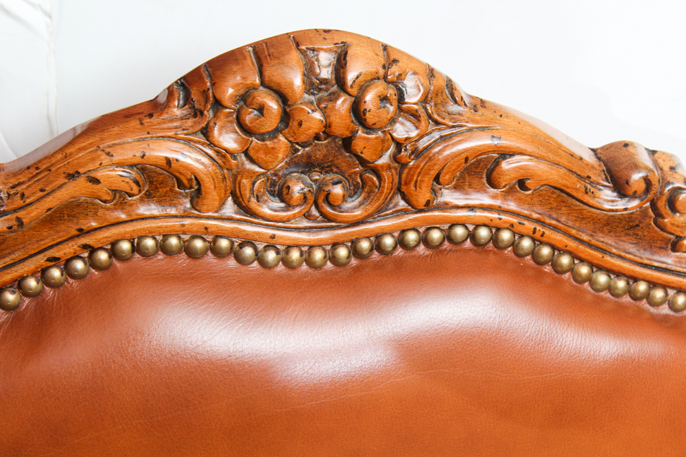 Louis XV Style Maple and Leather Chair by Chateau D'ax