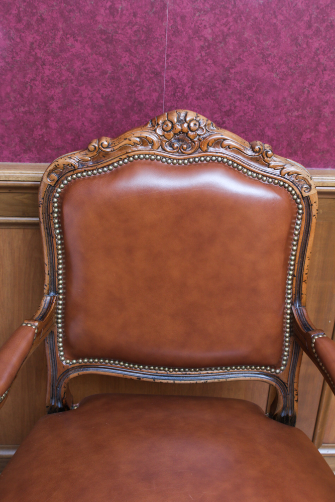 Louis XV Style Maple and Leather Chair by Chateau D'ax
