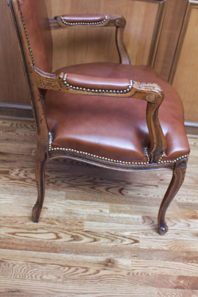Louis XV Style Maple and Leather Chair by Chateau D'ax