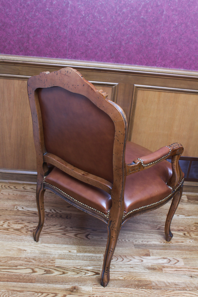 Louis XV Style Maple and Leather Chair by Chateau D'ax