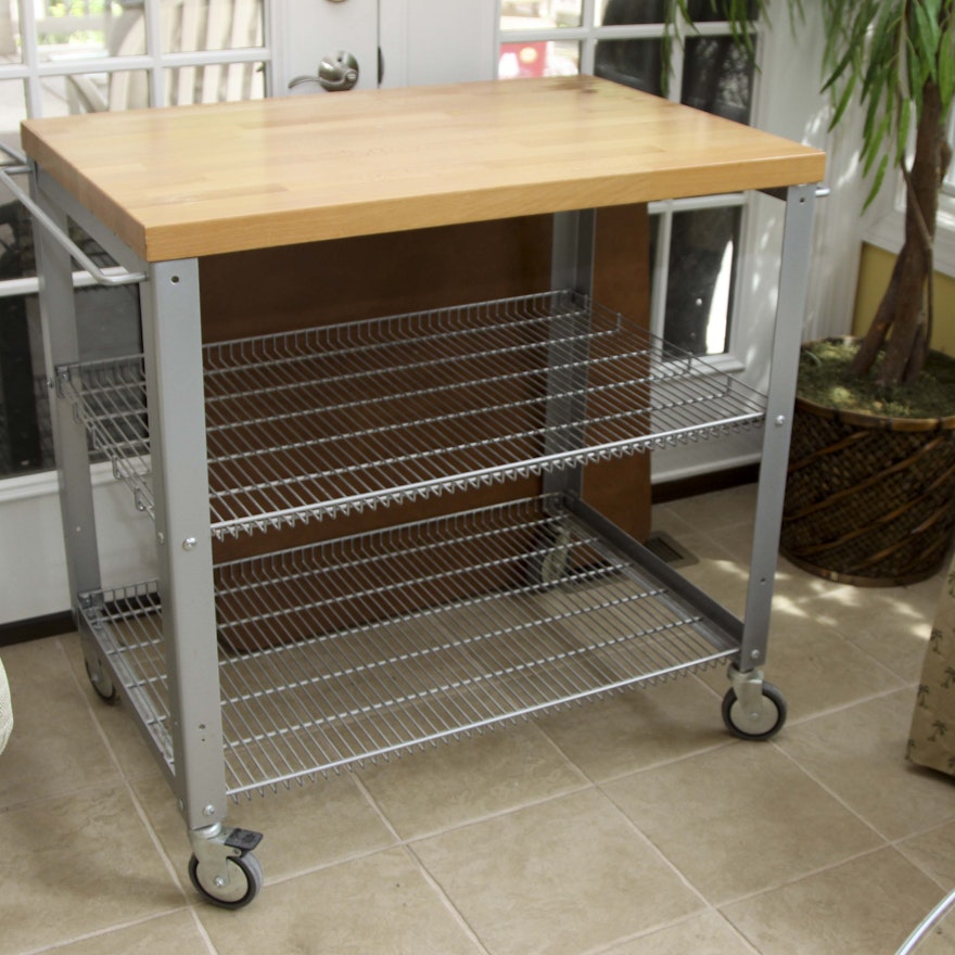 Wood Top Kitchen Cart