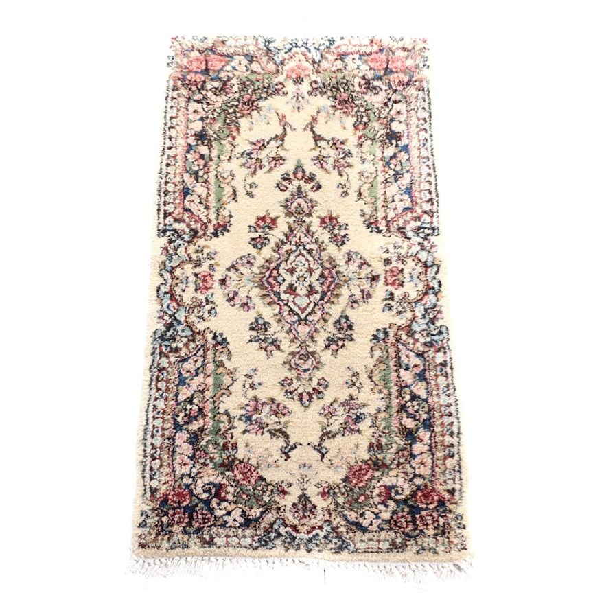 Antique Hand Knotted Persian "Kirman" Accent Rug