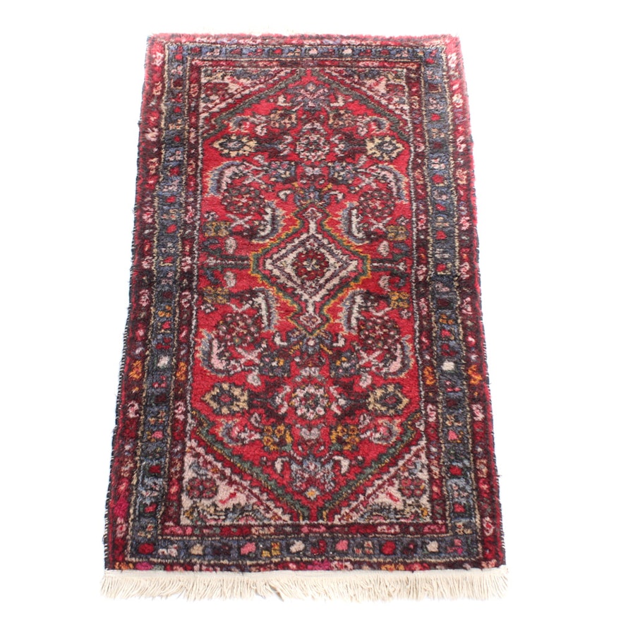 Antique Hand Knotted Persian Hamadan Accent Rug