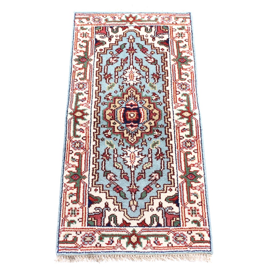 Hand Knotted Indo-Persian Serapi Accent Rug