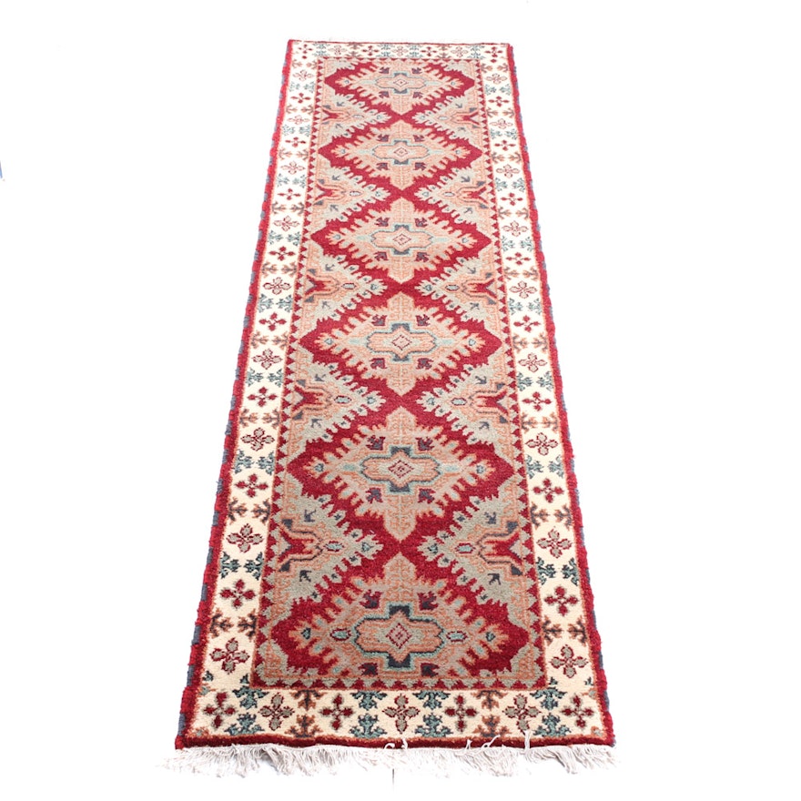 Hand-Knotted Indo-Caucasian Kazak Carpet Runner