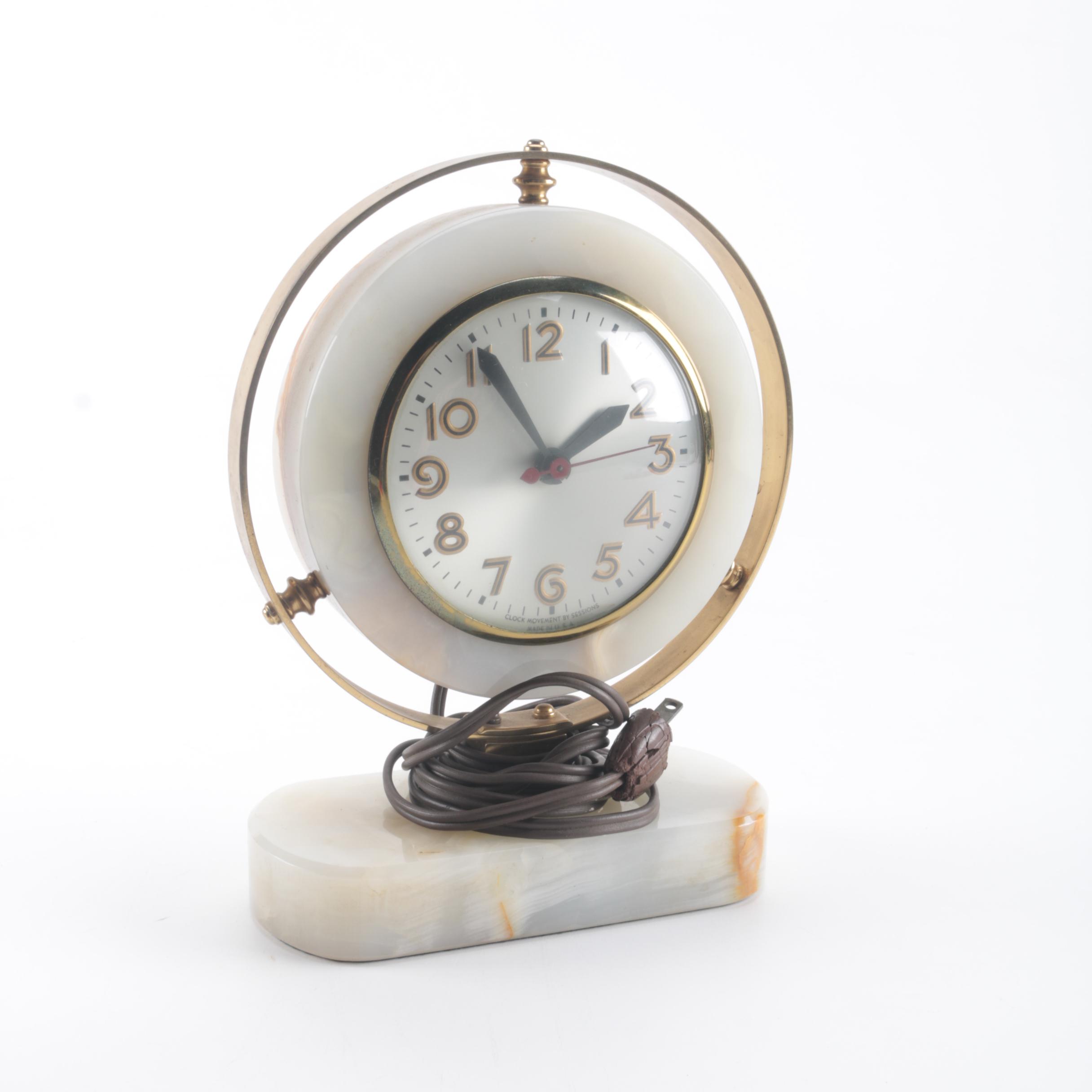 Vintage Mid-Century Marble Desk Clock