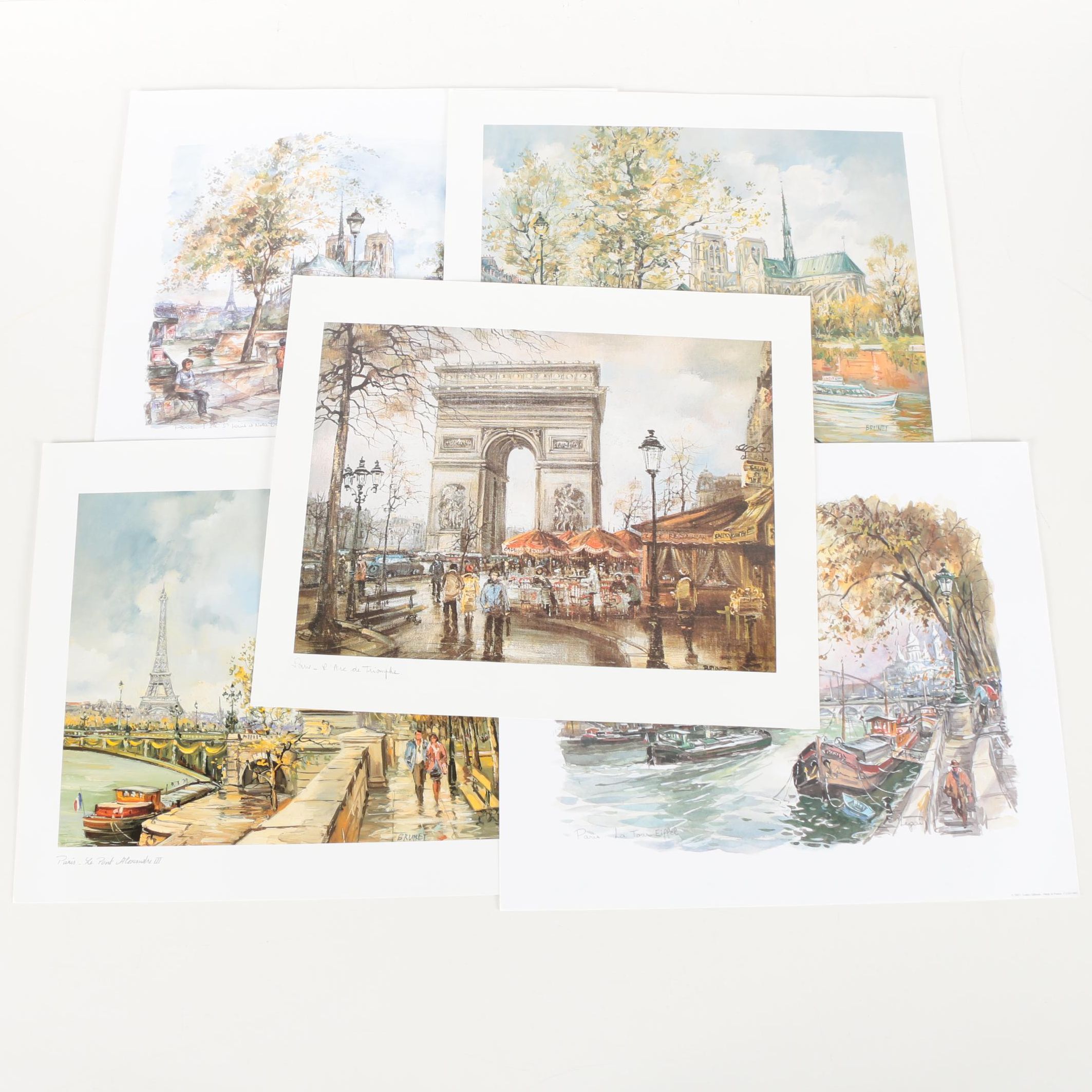 After Legai and Brunet Offset Lithographs on Paper of Parisian Architecture
