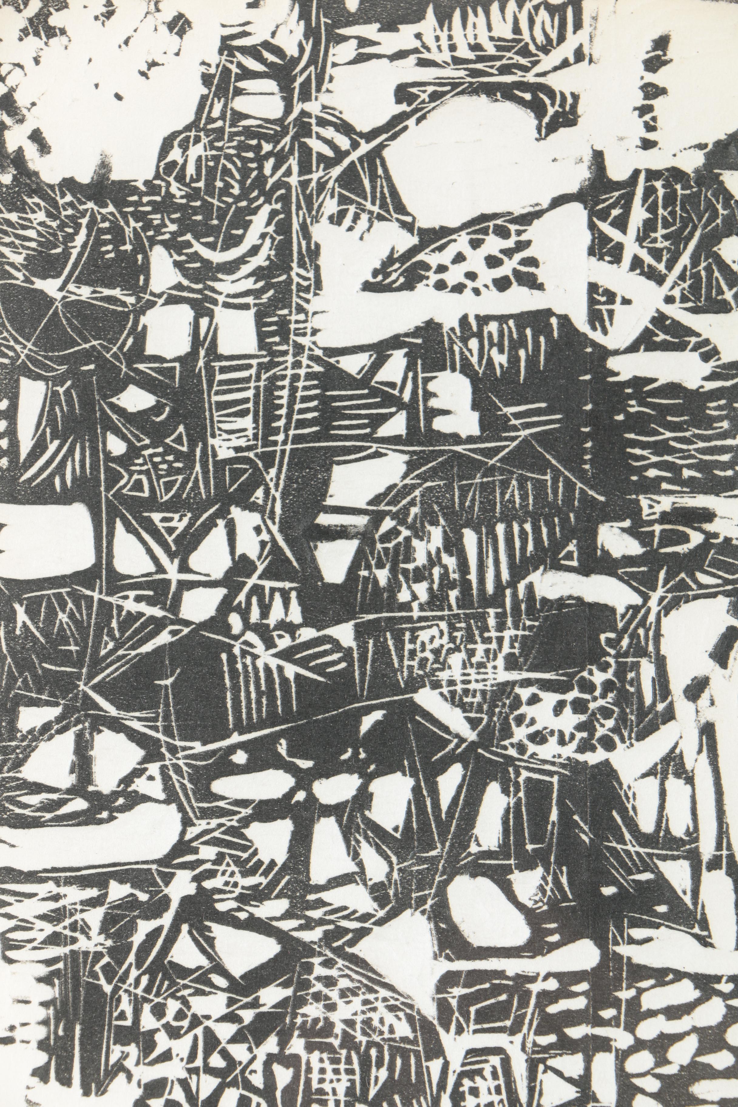 Signed Limited Edition Abstract Woodblock Print