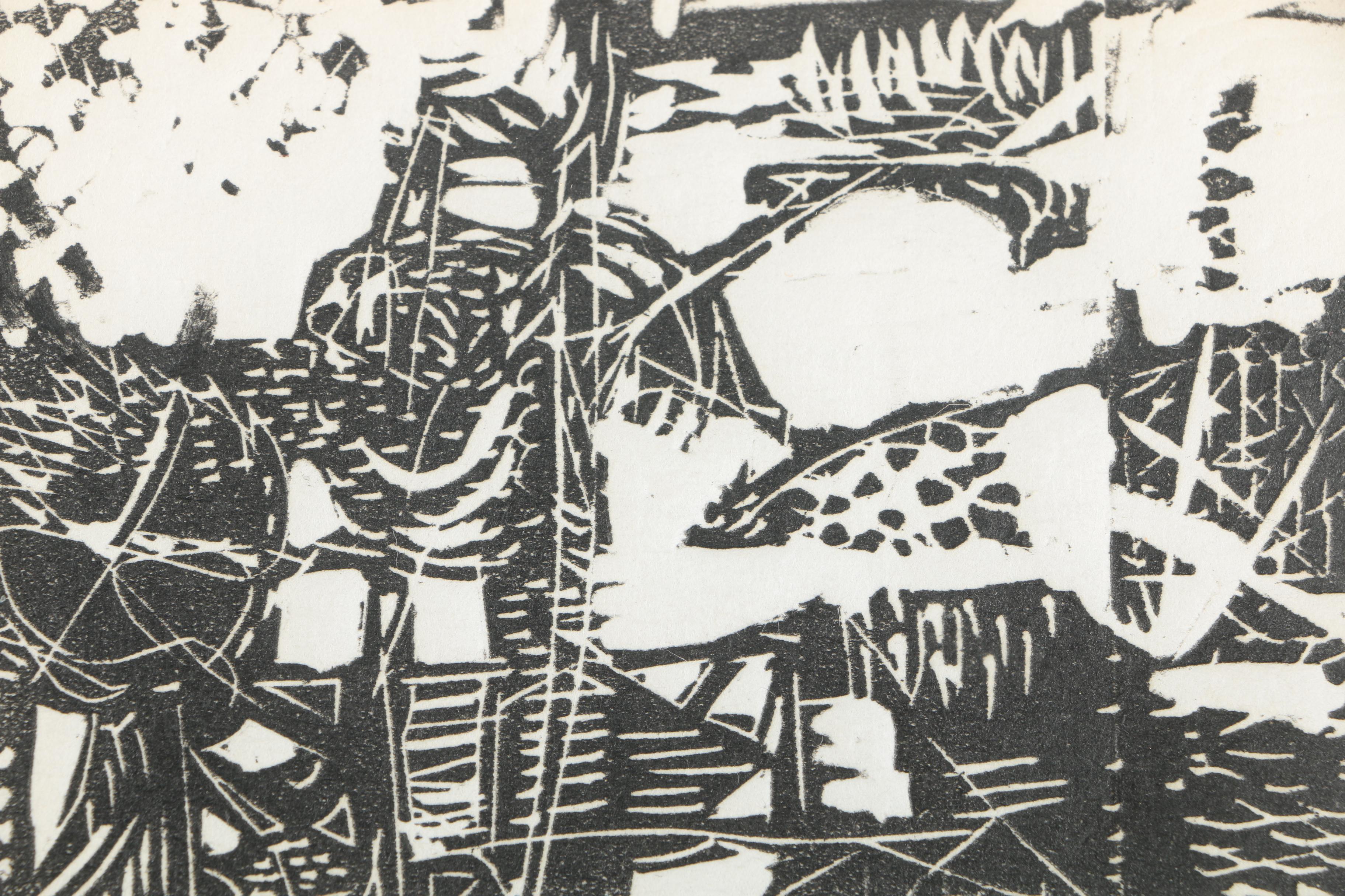 Signed Limited Edition Abstract Woodblock Print