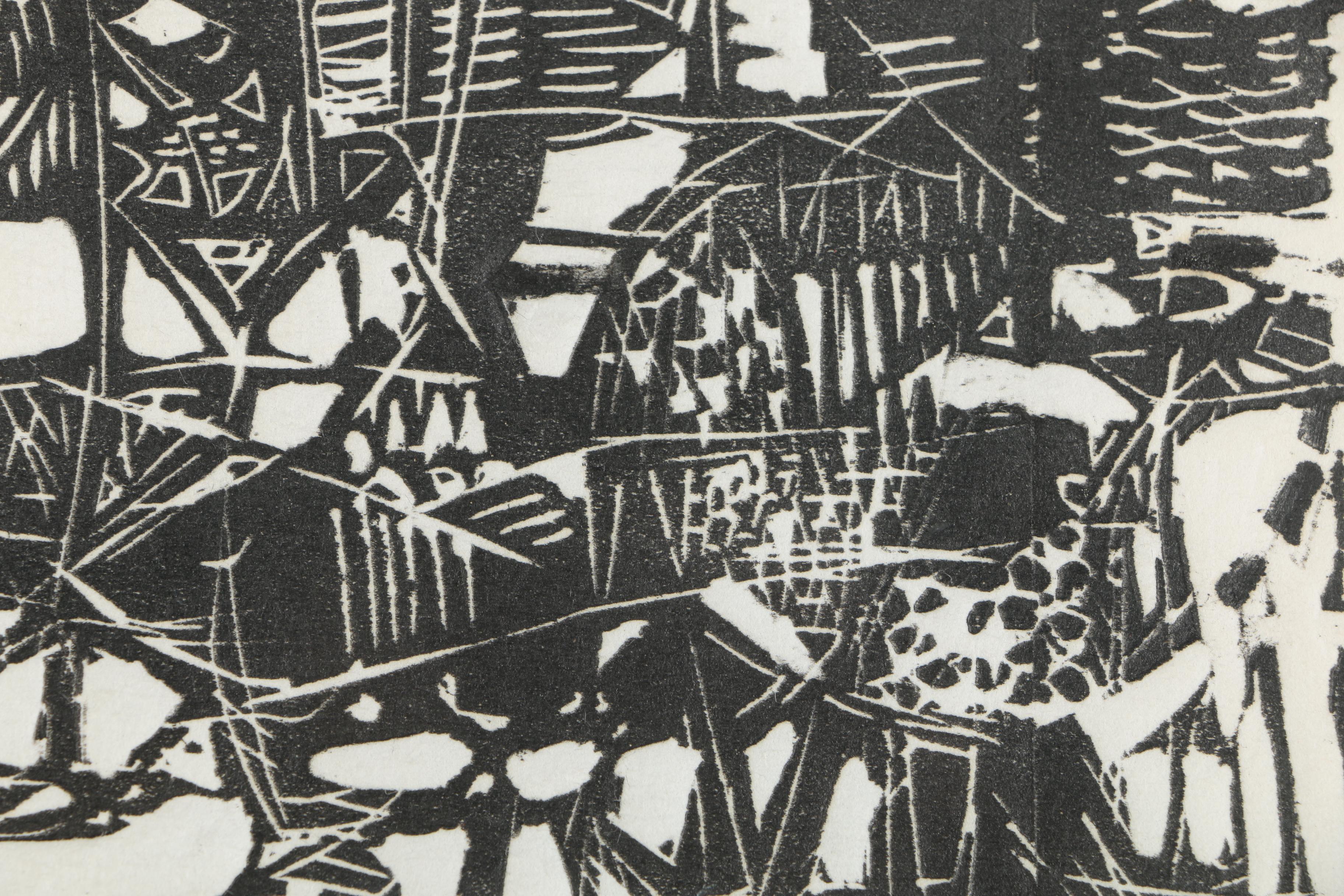 Signed Limited Edition Abstract Woodblock Print