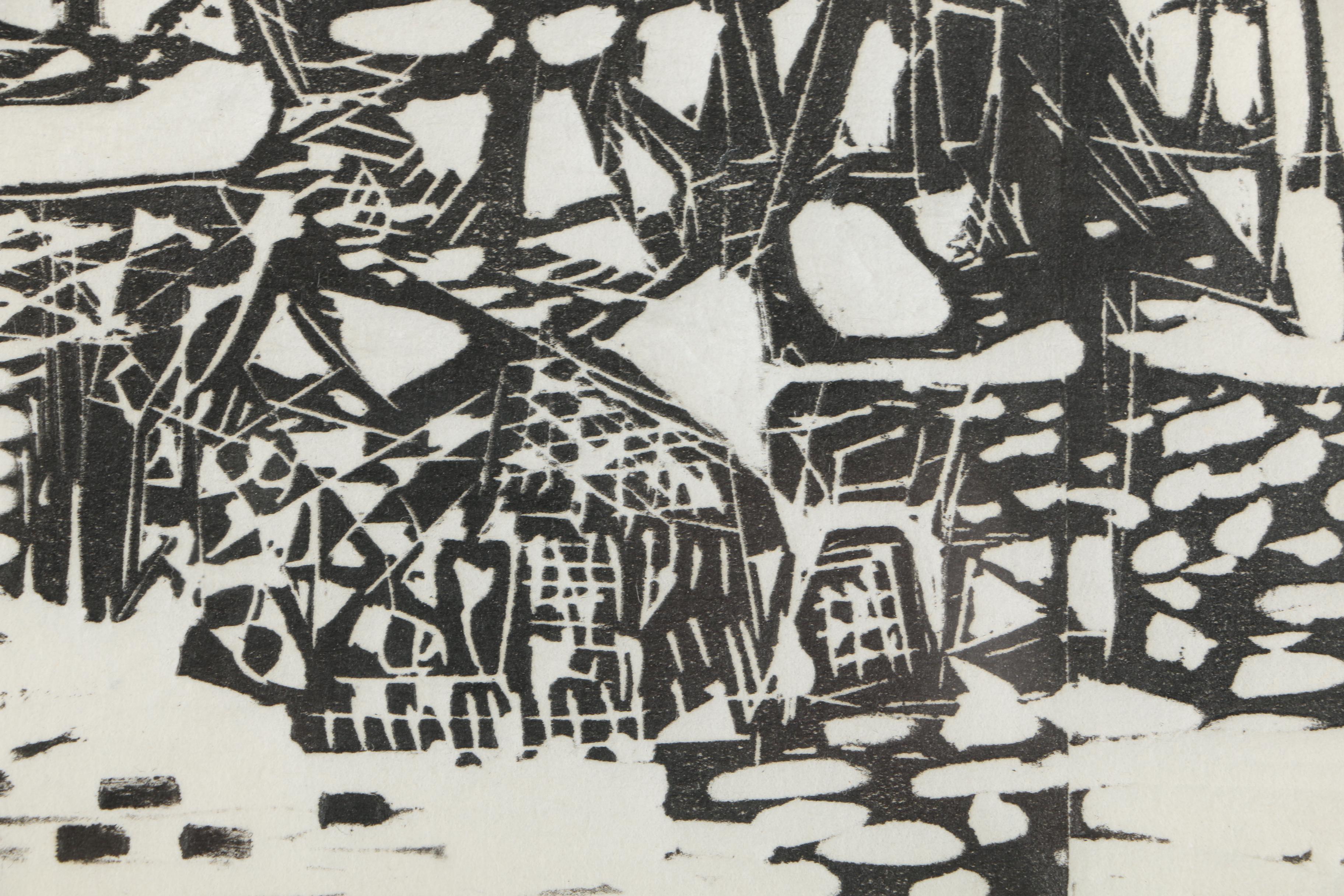 Signed Limited Edition Abstract Woodblock Print