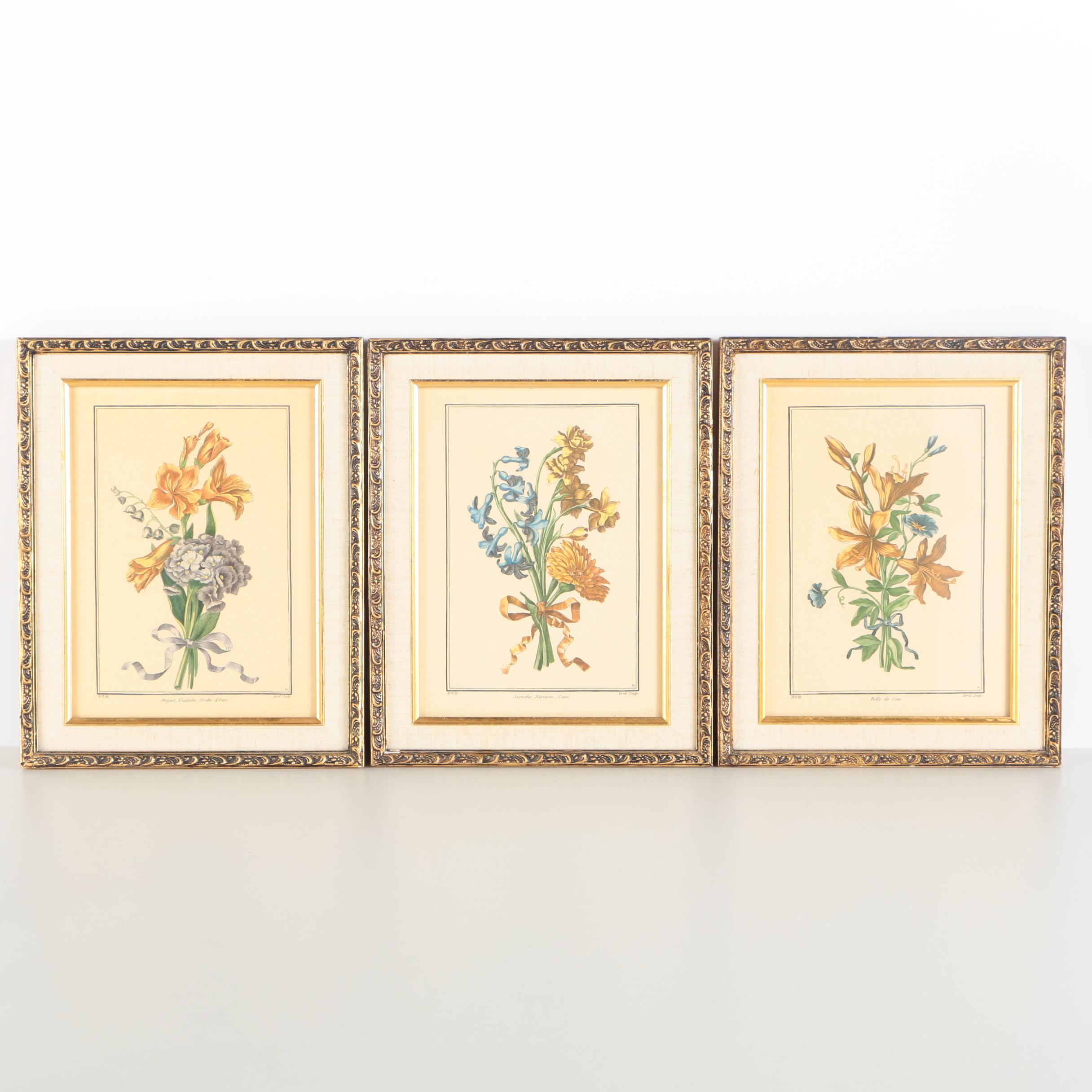 Paris Etching Society Avril Botanical Intaglio Prints on Paper
