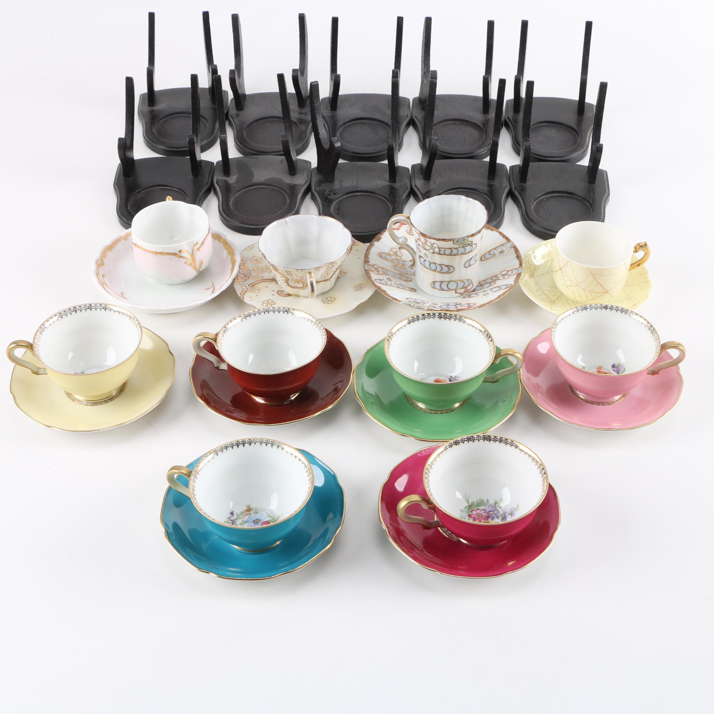 Decorative Porcelain Tea Cups and Saucers Including Tishenreuth