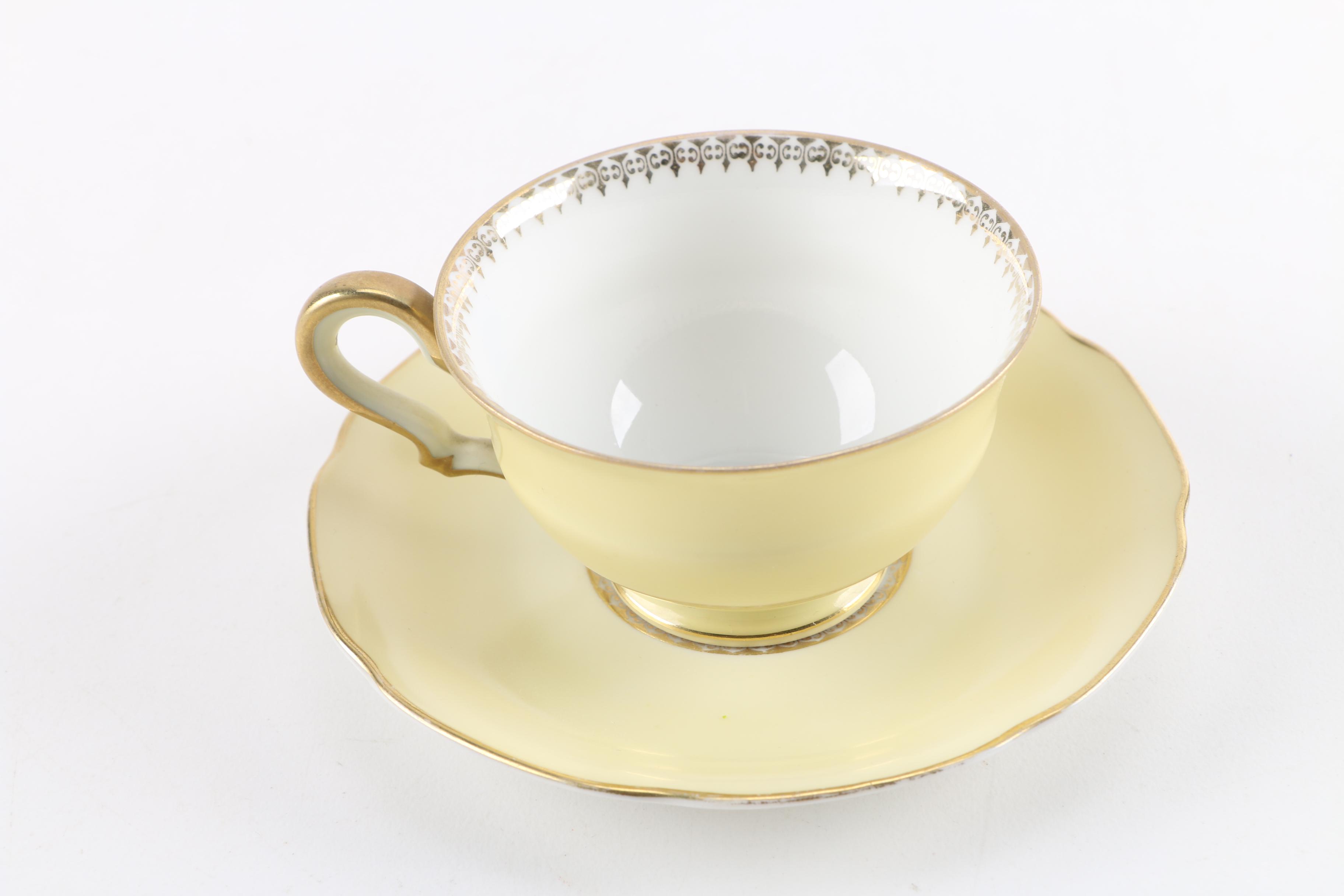 Decorative Porcelain Tea Cups and Saucers Including Tishenreuth