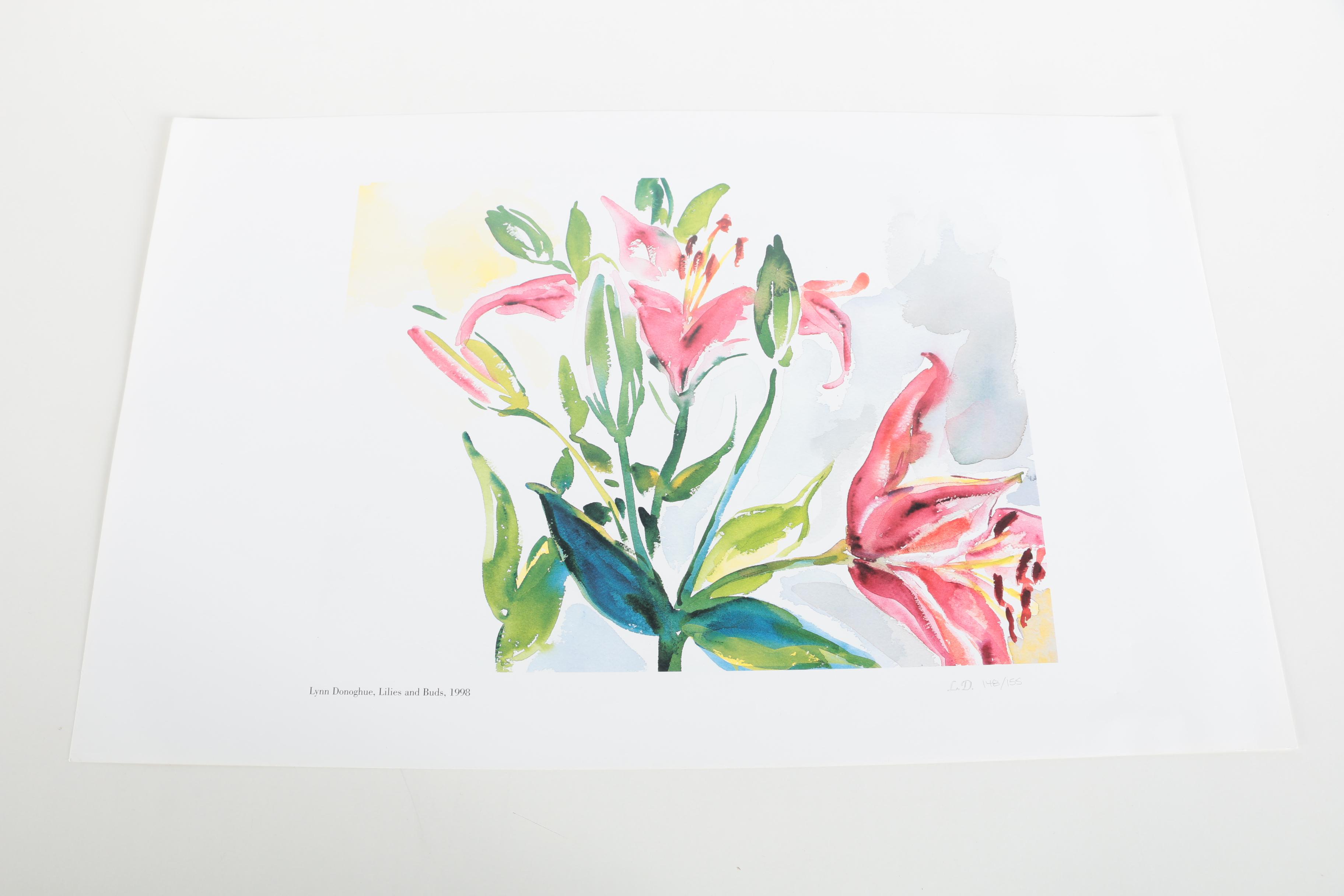 Limited Edition Offset Lithographs After Lynn Donoghue of Pears and Flowers