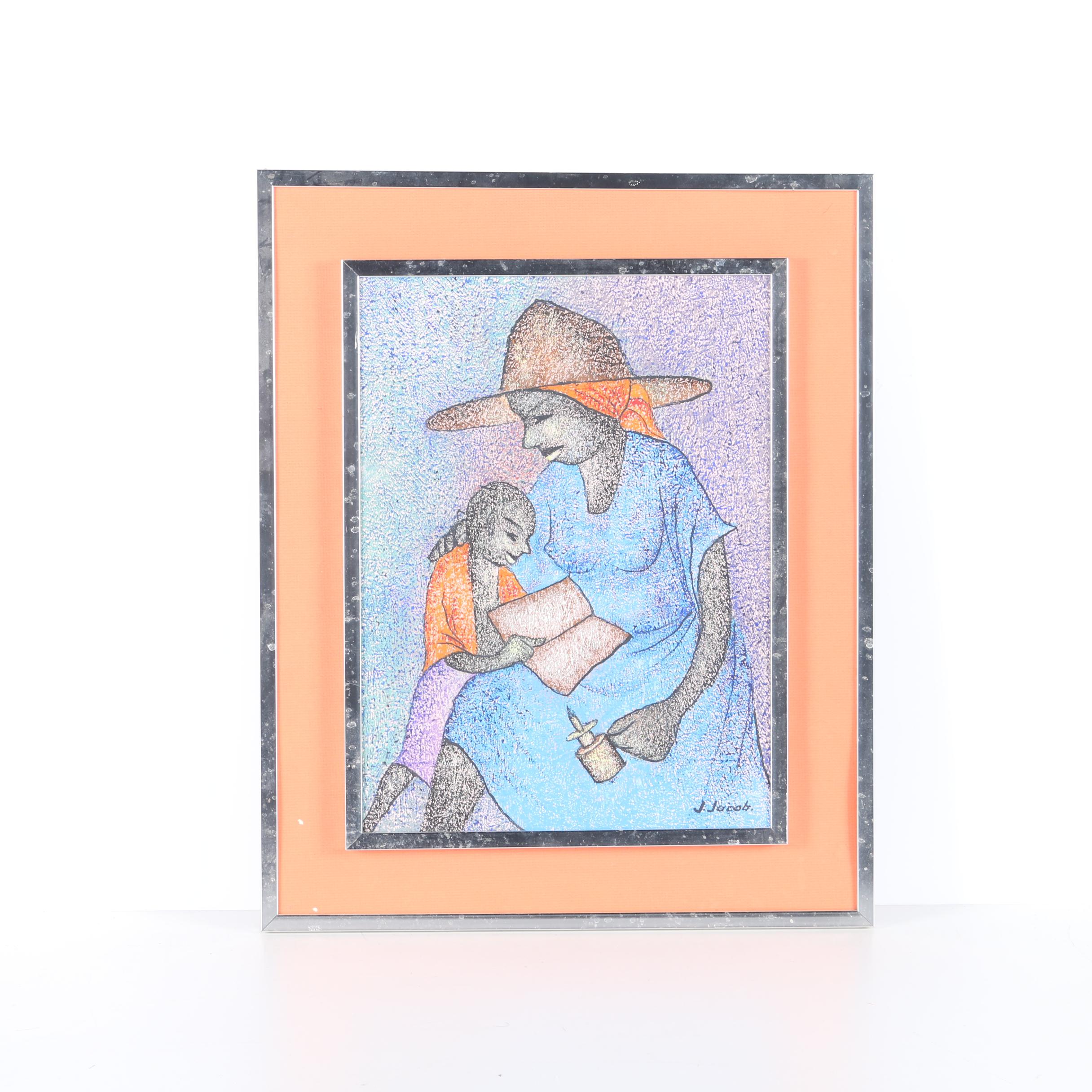 Joseph Jacob Oil Painting of Mother and Child