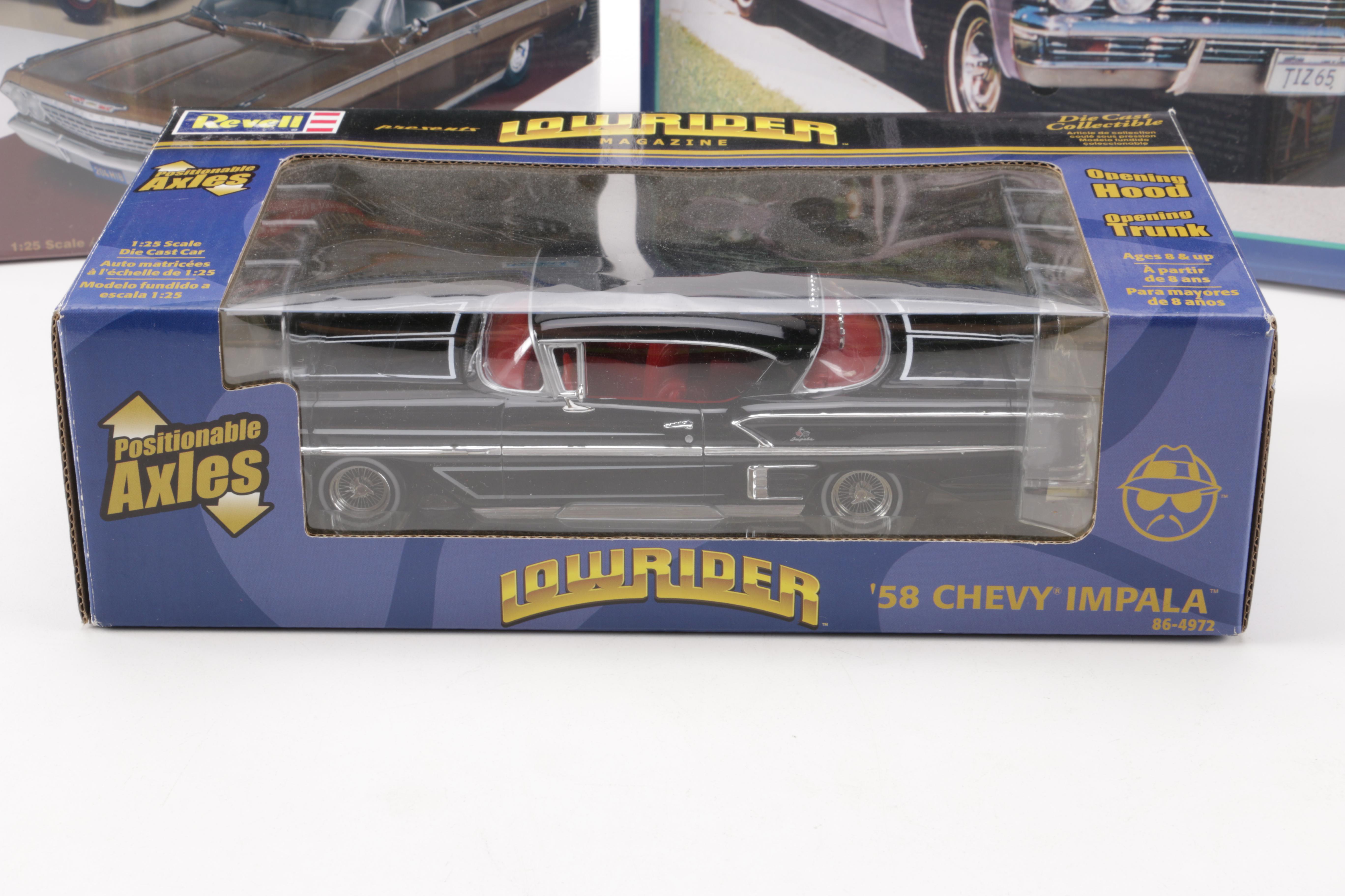 Assortment of Chevy Impala Model Kits and Die-Cast Cars