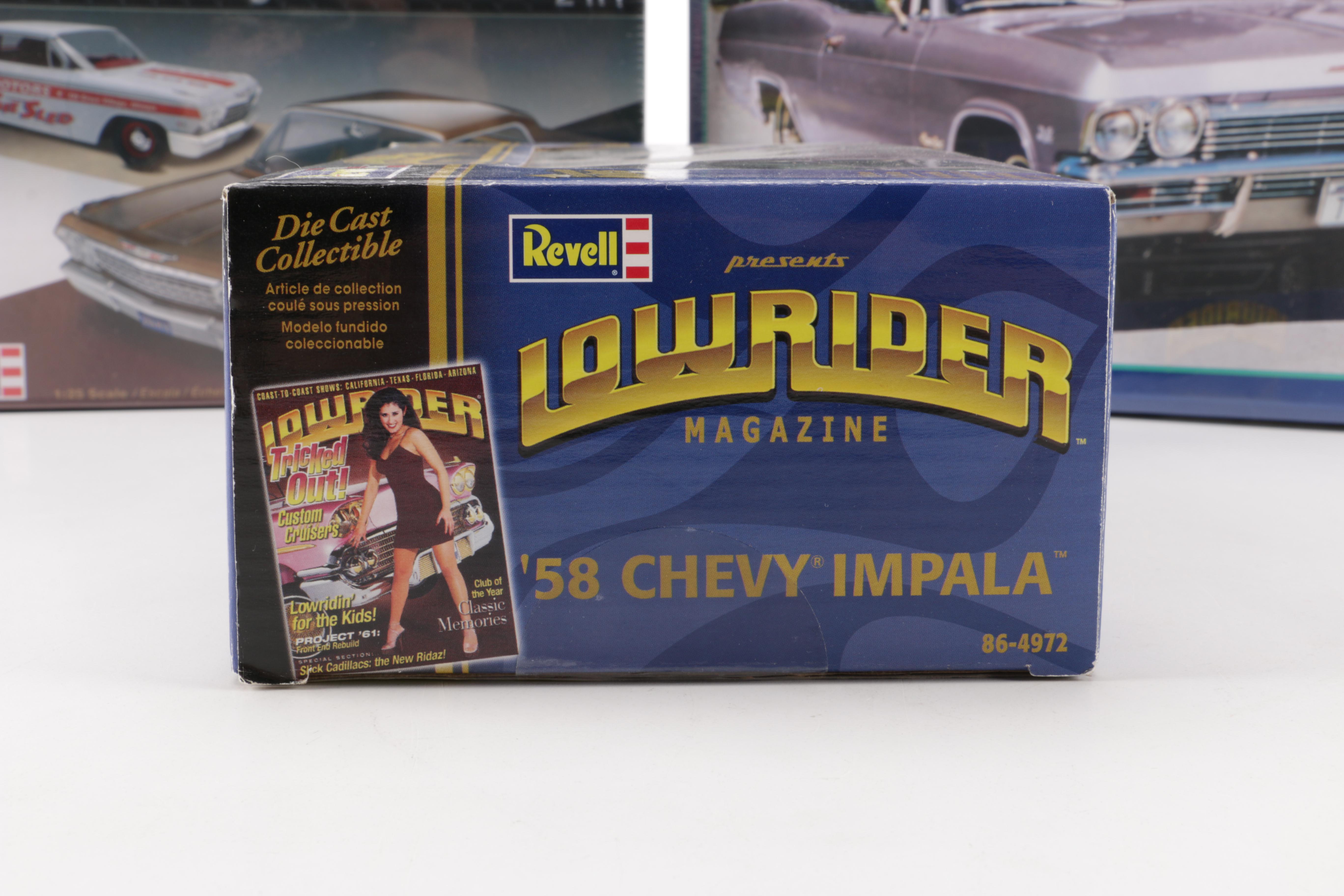 Assortment of Chevy Impala Model Kits and Die-Cast Cars