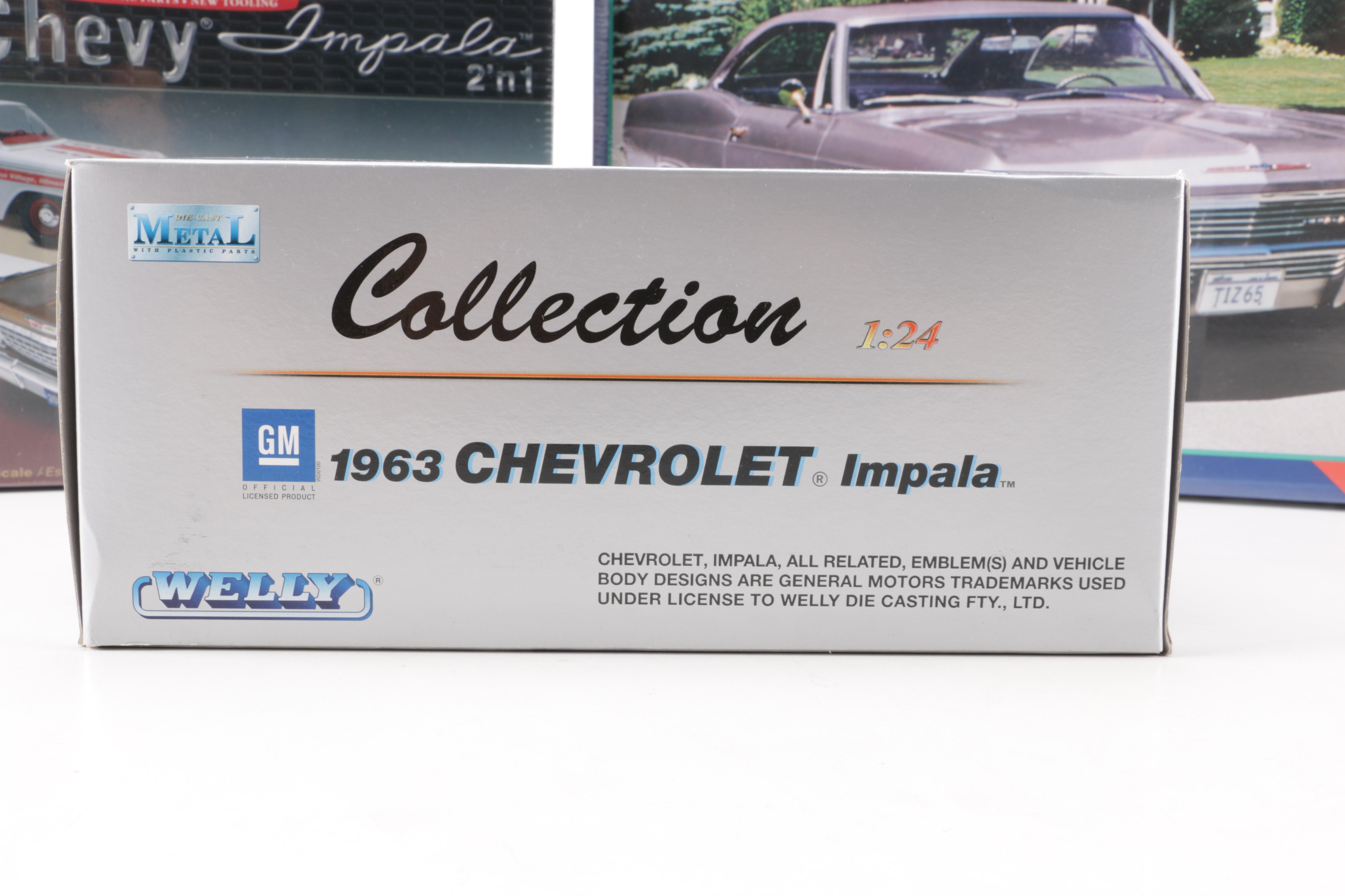 Assortment of Chevy Impala Model Kits and Die-Cast Cars