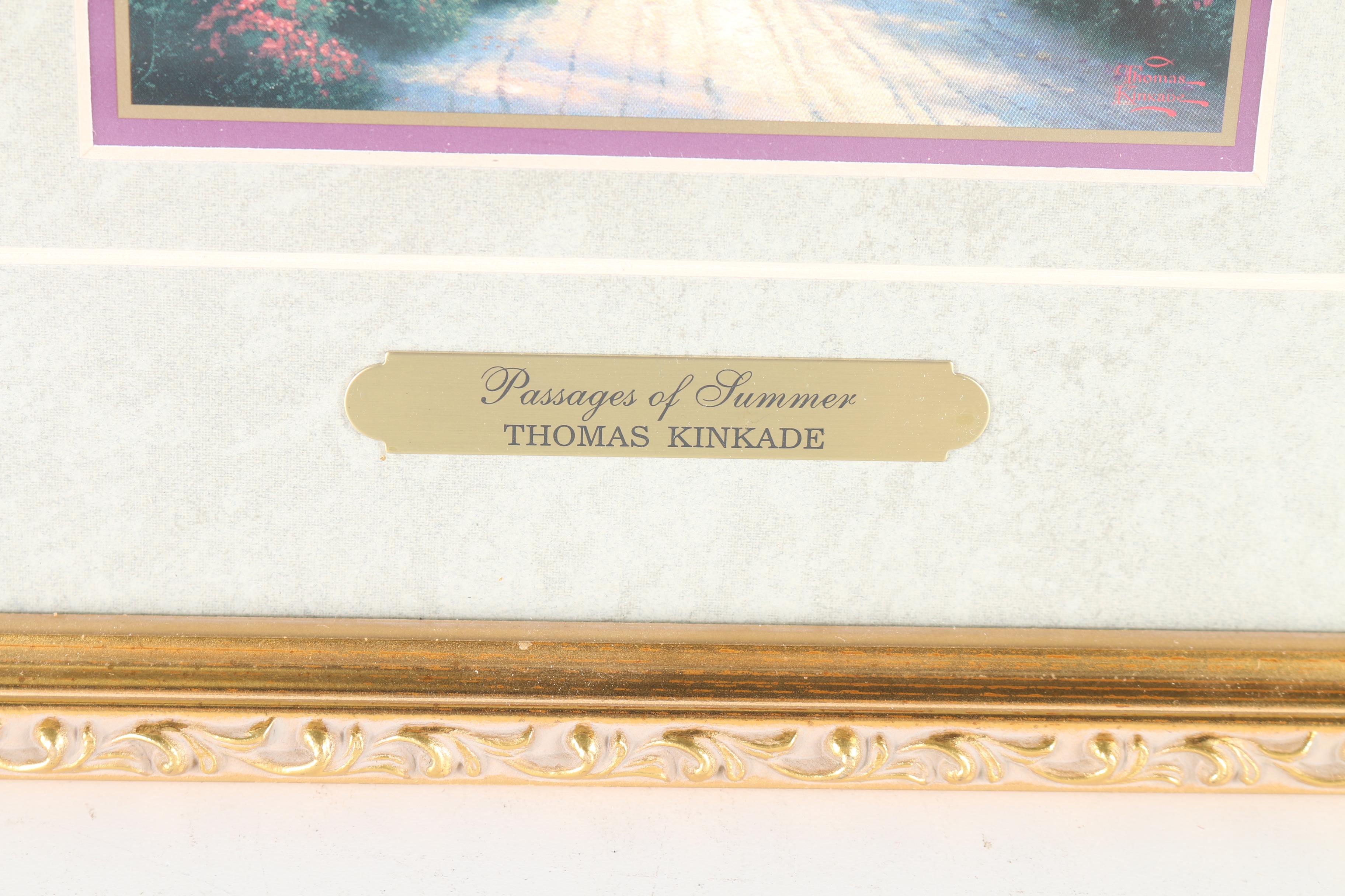 Offset Lithograph Triptych After Thomas Kinkade "Passages of Summer"