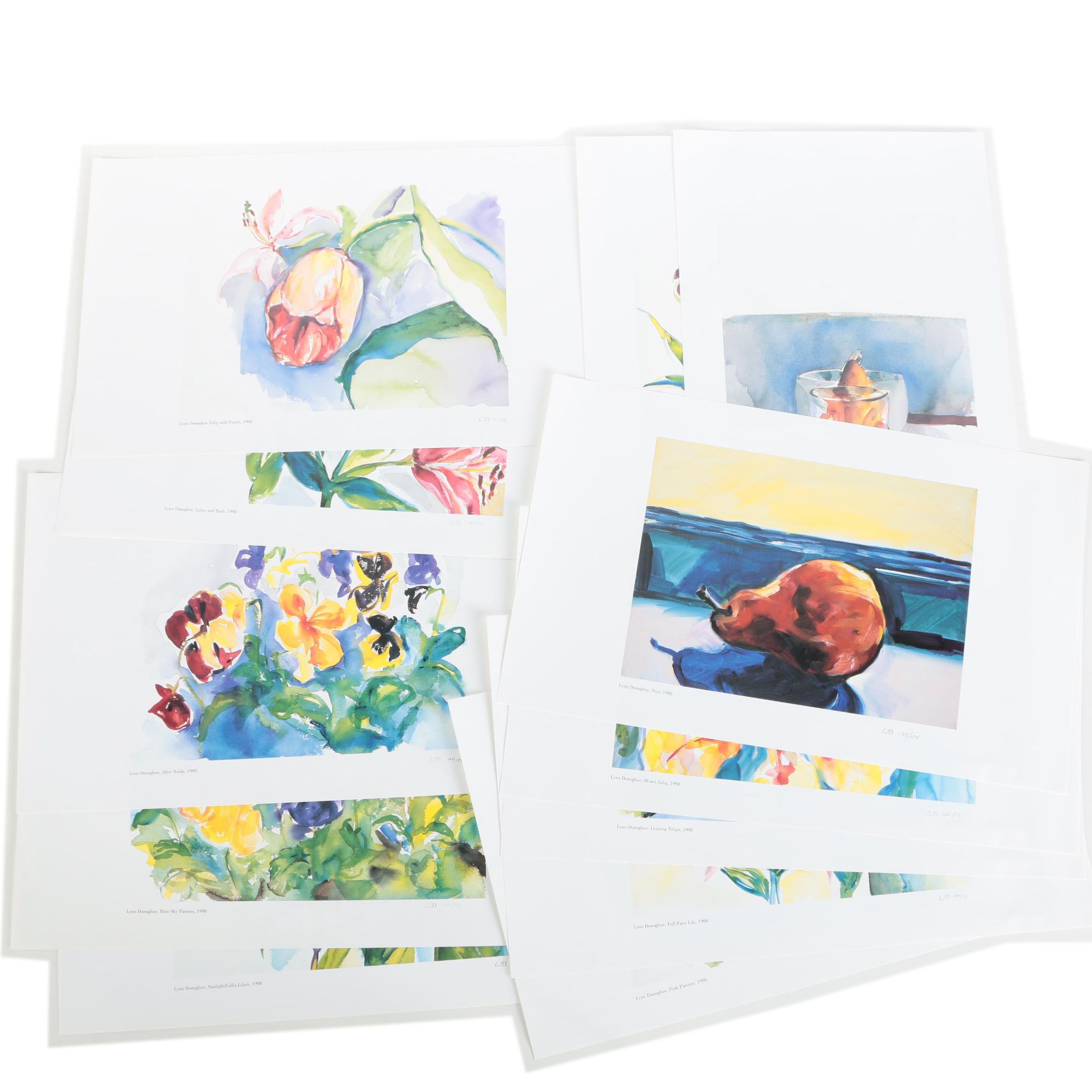 Limited Edition Offset Lithographs After Lynn Donoghue of Pears and Flowers