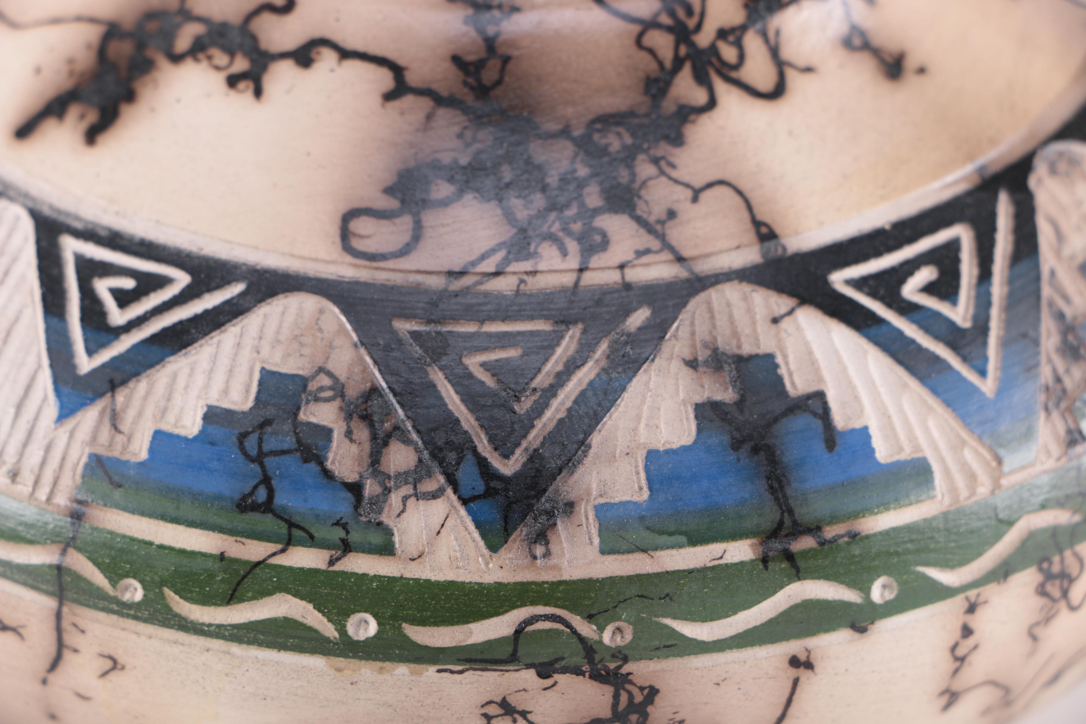 Navajo Pottery Horse Hair Vase from C. Woods