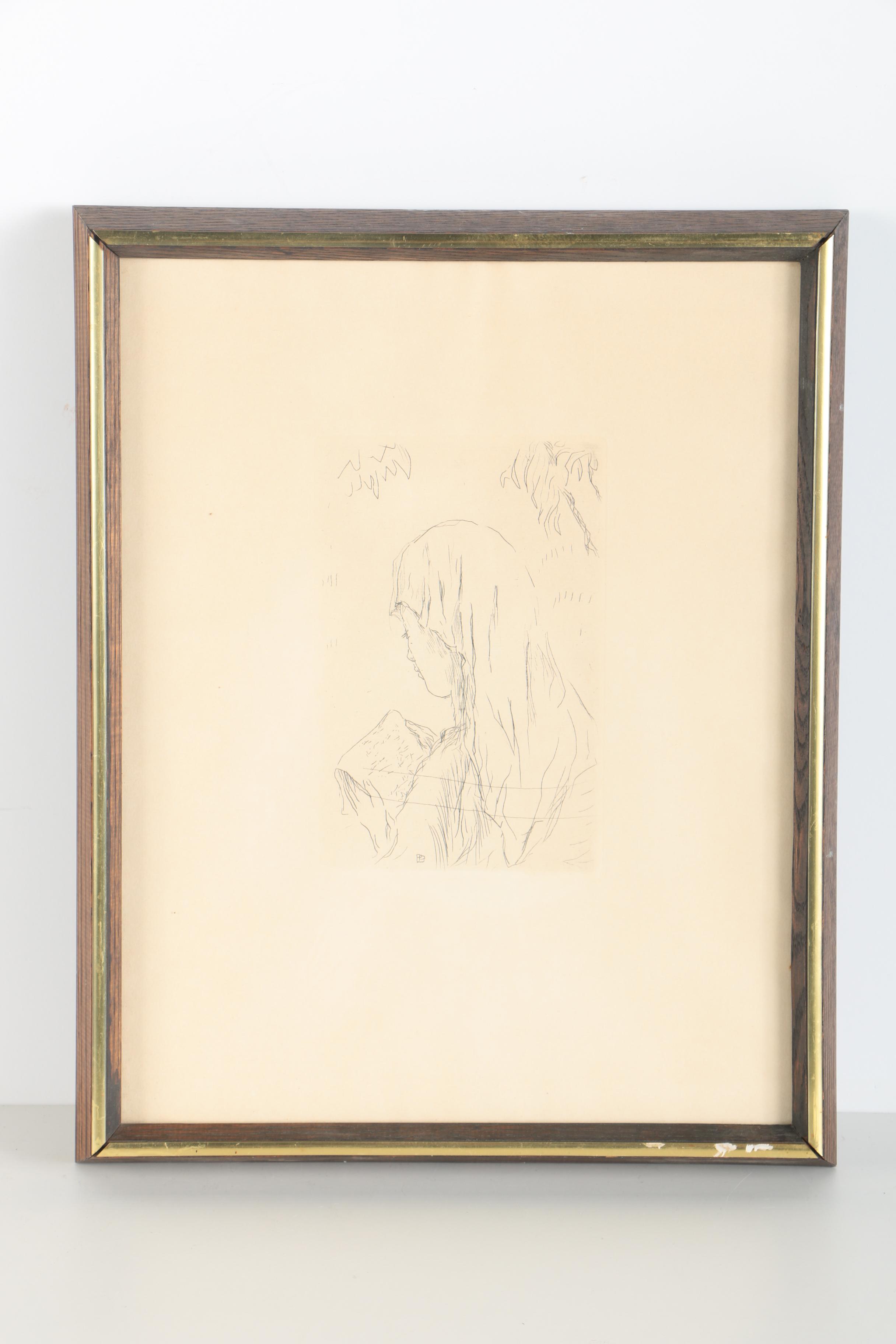Pierre Bonnard Offset Lithographic Book and Etching "Jeune Fille Lisant"