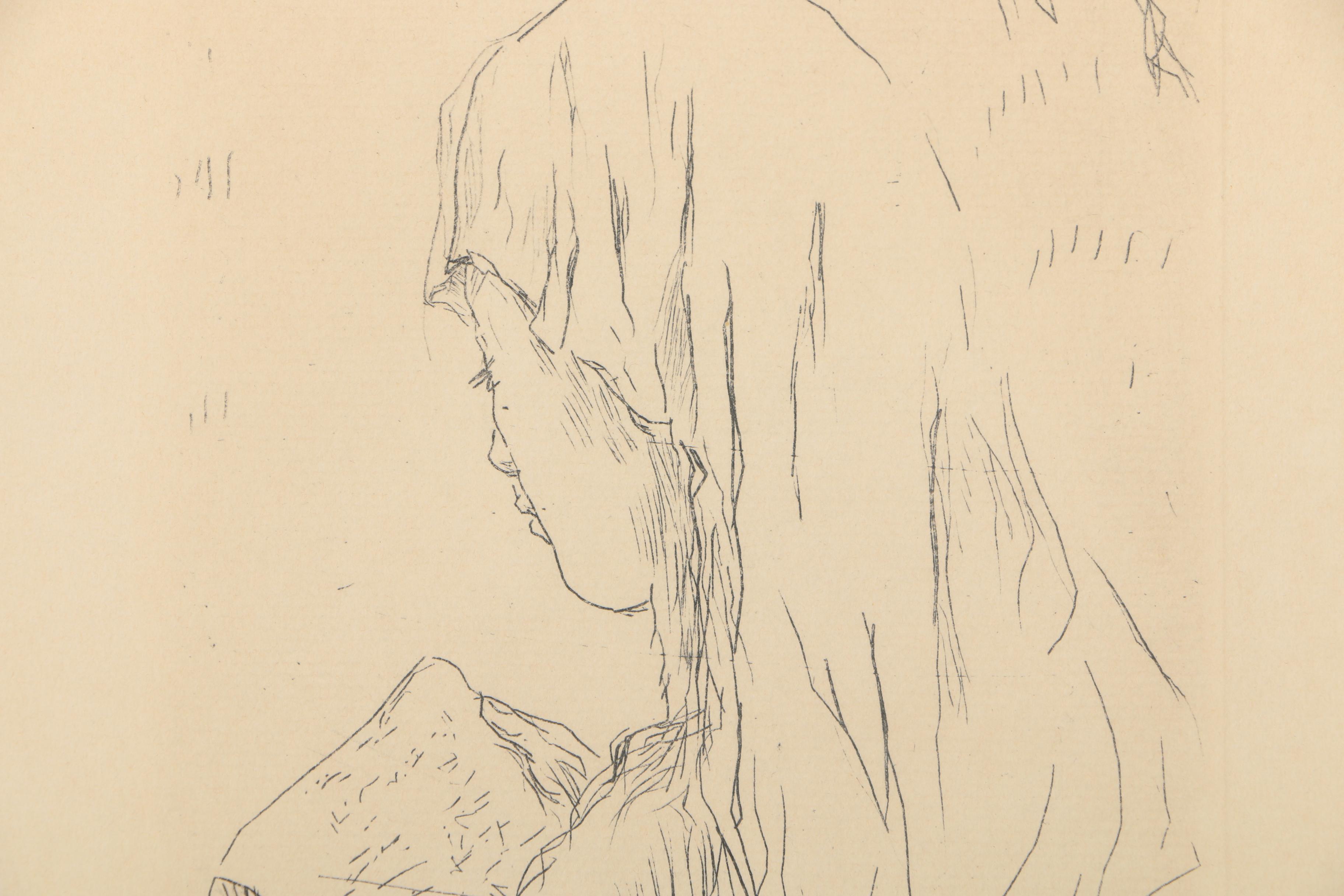 Pierre Bonnard Offset Lithographic Book and Etching "Jeune Fille Lisant"