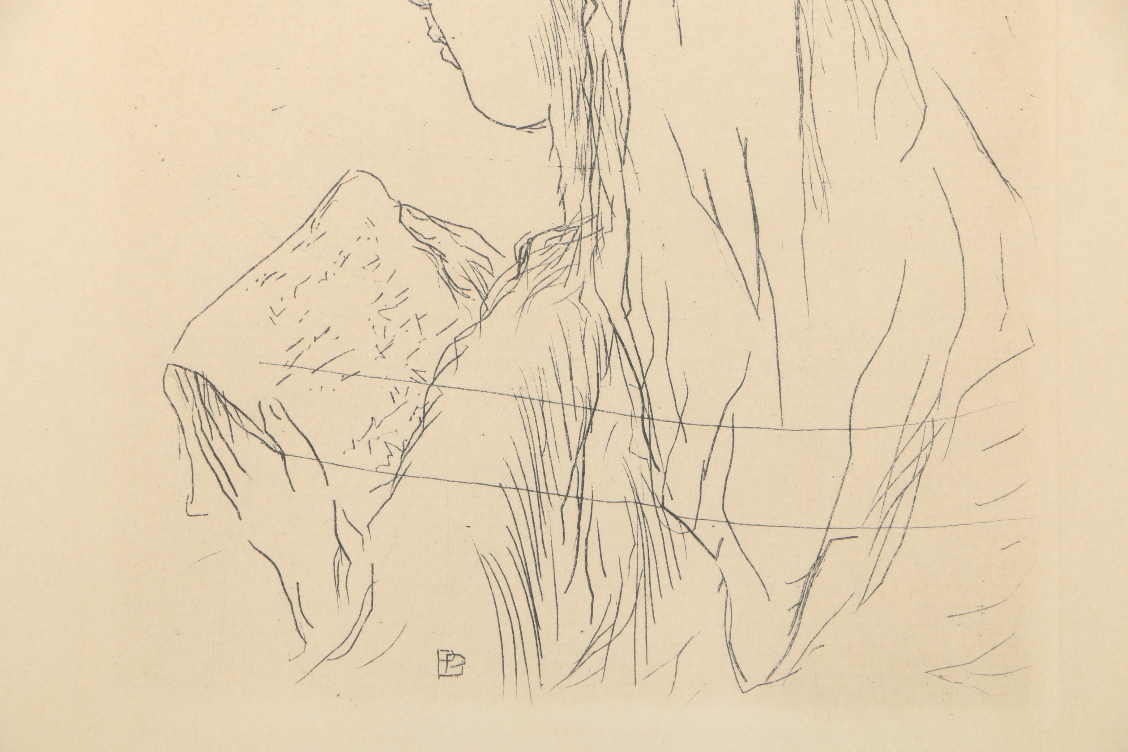 Pierre Bonnard Offset Lithographic Book and Etching "Jeune Fille Lisant"