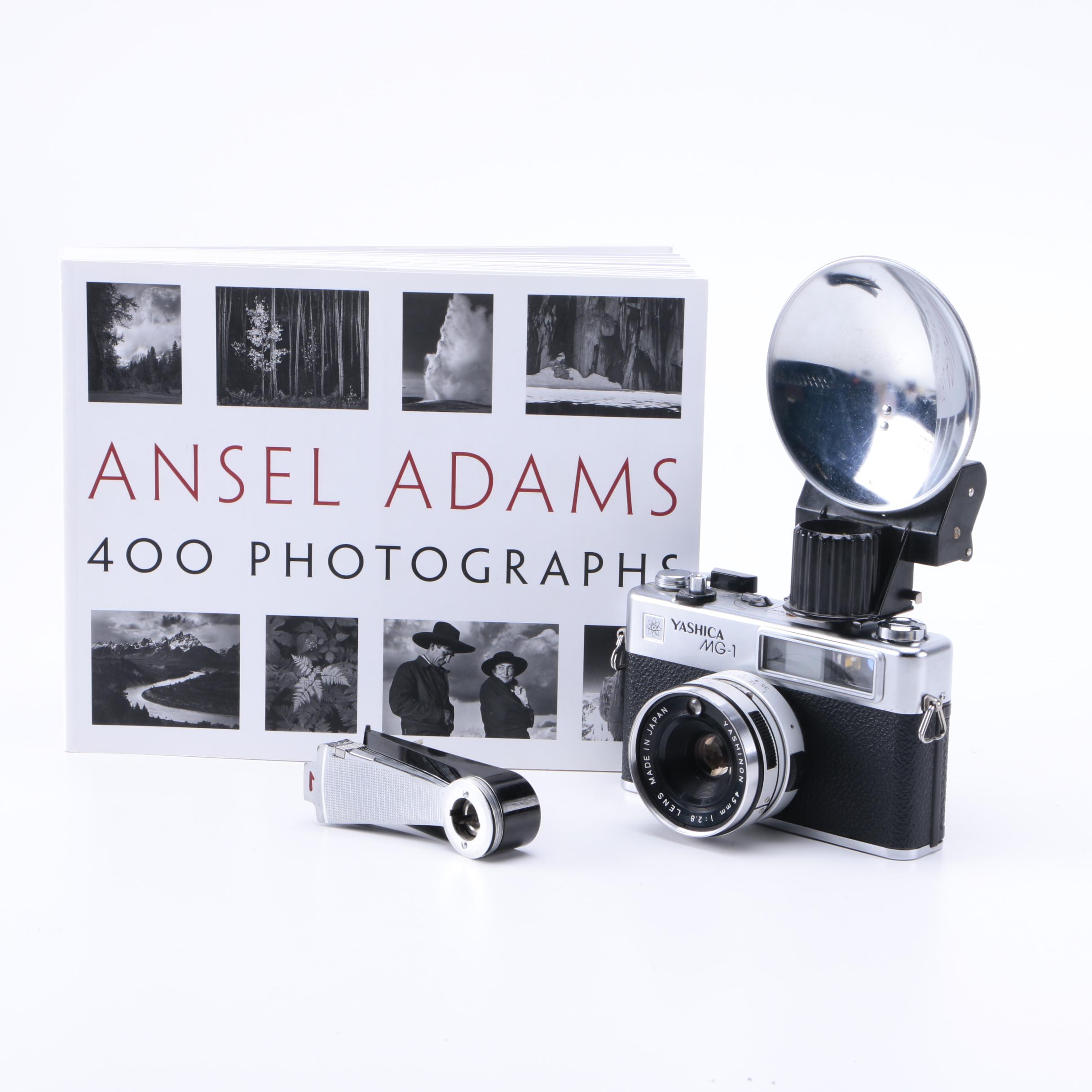 Yashica 35MM Film Camera and "Ansel Adams: 400 Photographs" Book