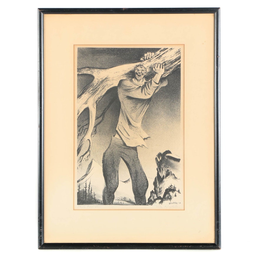William Gropper Limited Edition Lithograph "Paul Bunyan"