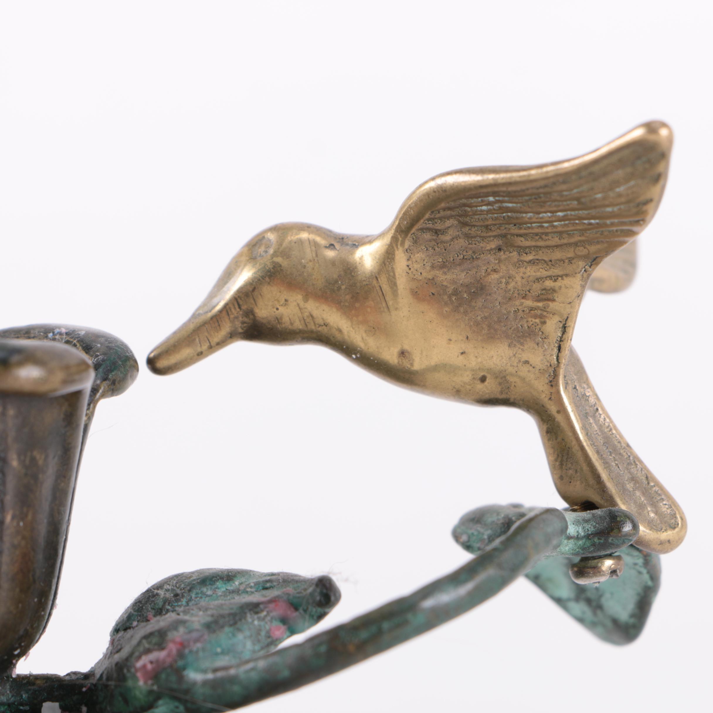 Brass Hummingbird Candleholders From Andrea by Sadek