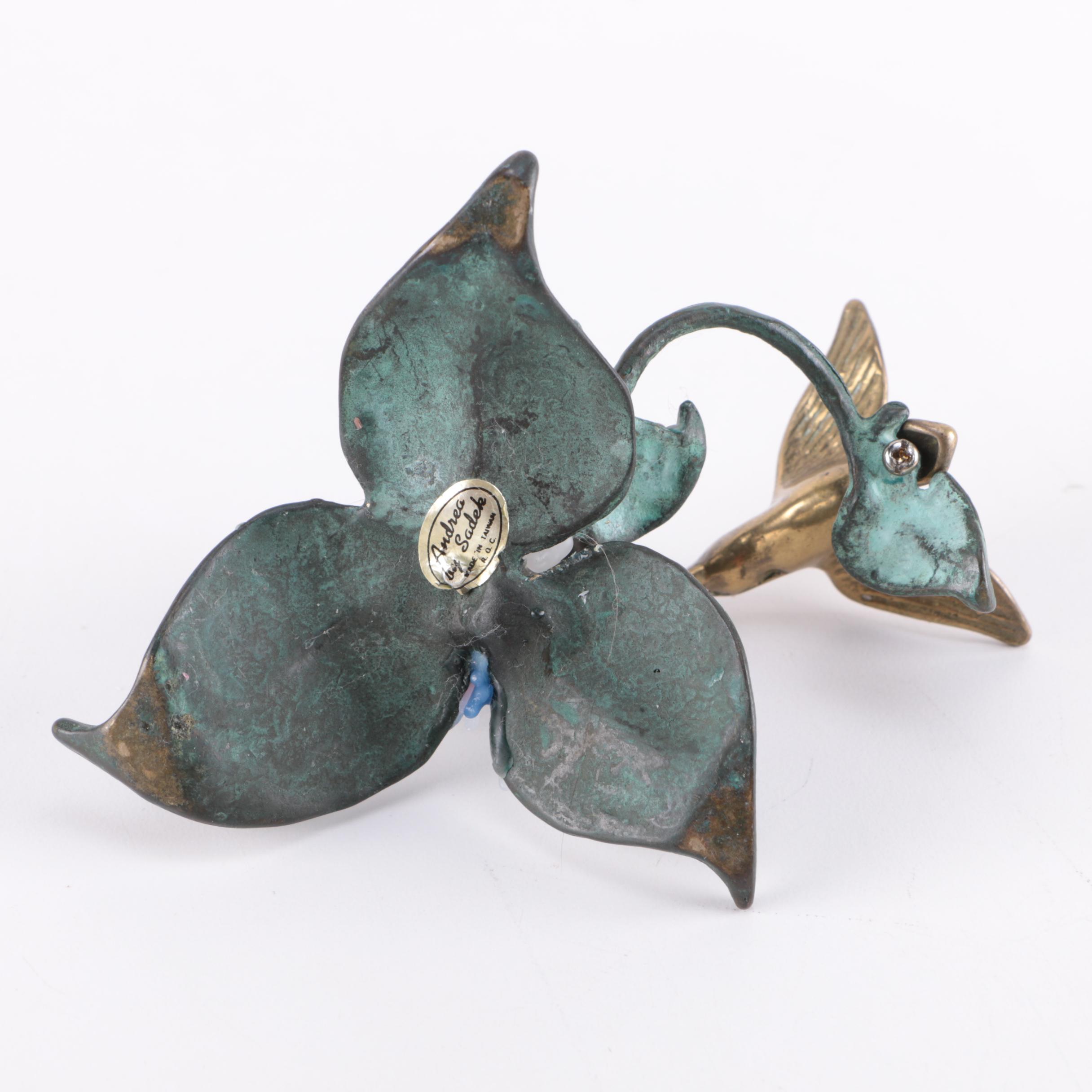 Brass Hummingbird Candleholders From Andrea by Sadek