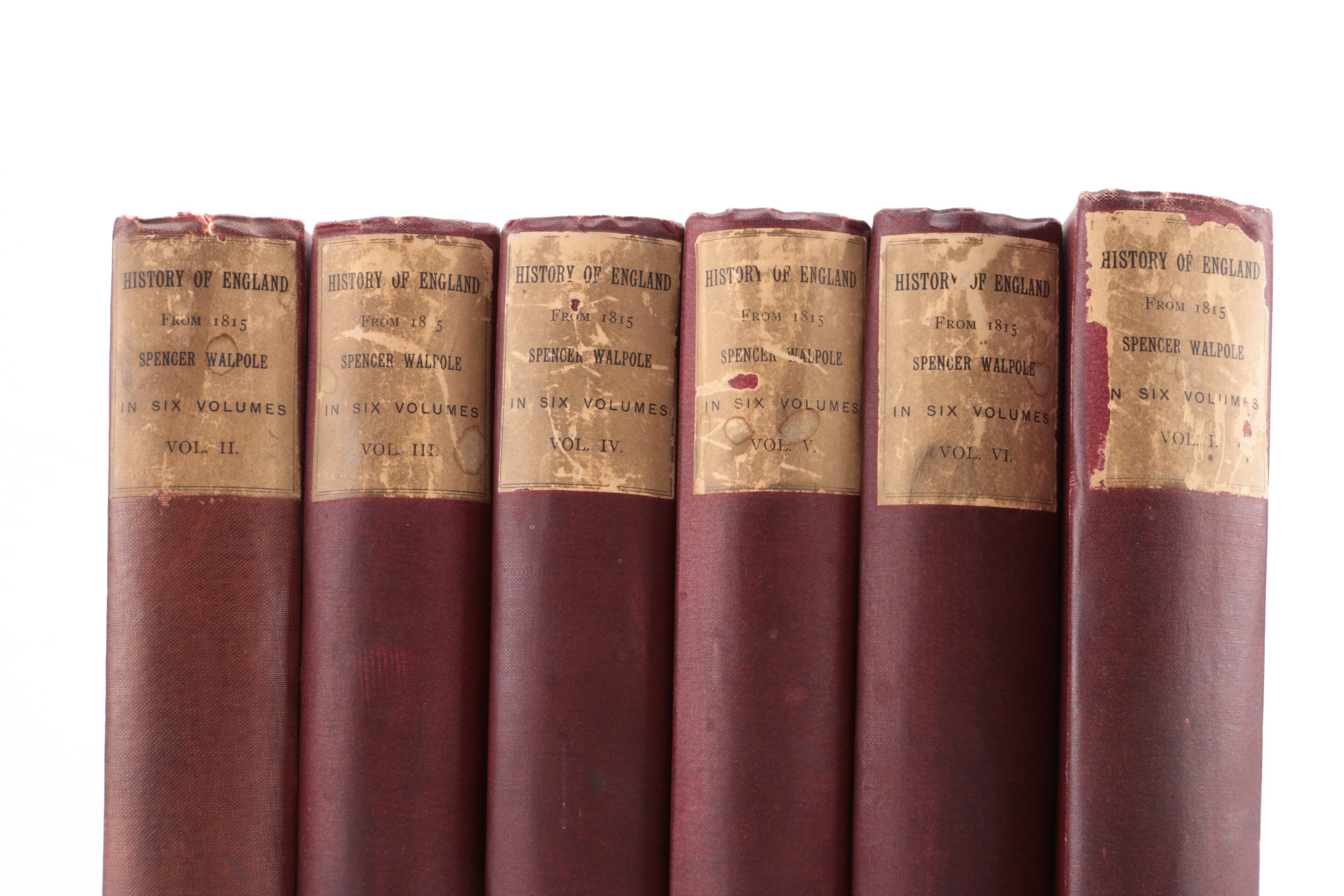 1890 "A History of England From the Conclusion of the Great War in 1815" in Six Volumes